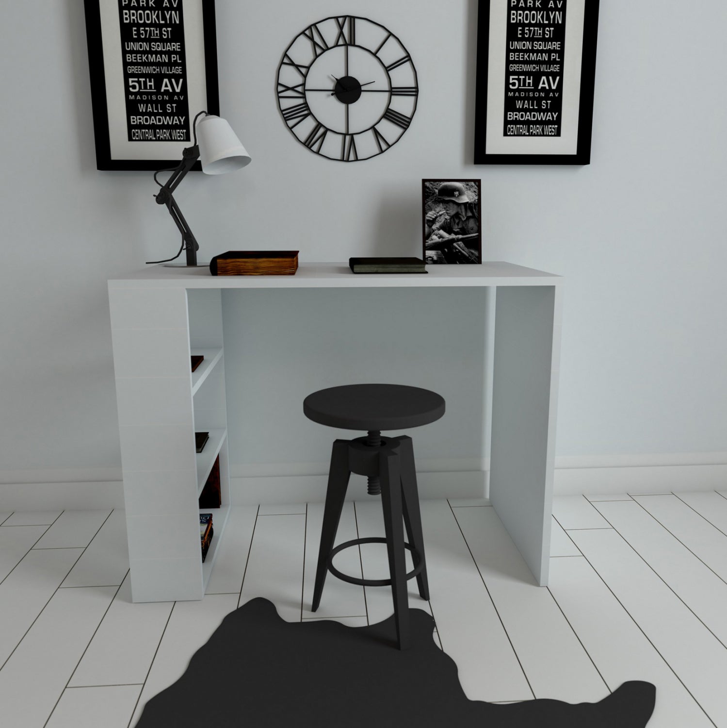 Офис бюро меламин  Авелин/бял цвят  90Χ50Χ70см