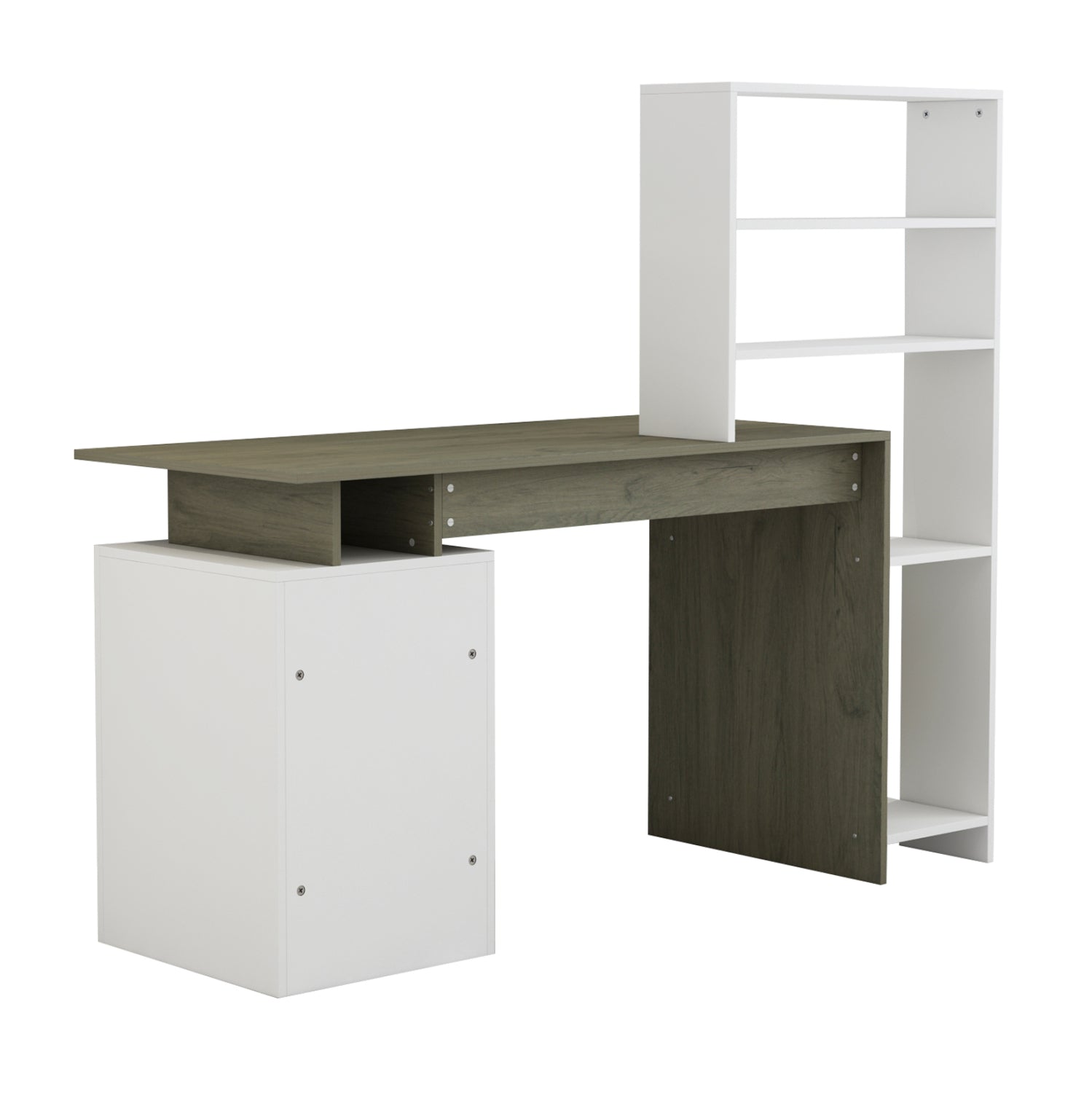 Офис бюро ROCHELL цвят бял-маслено сив 146.3x55x128.8см