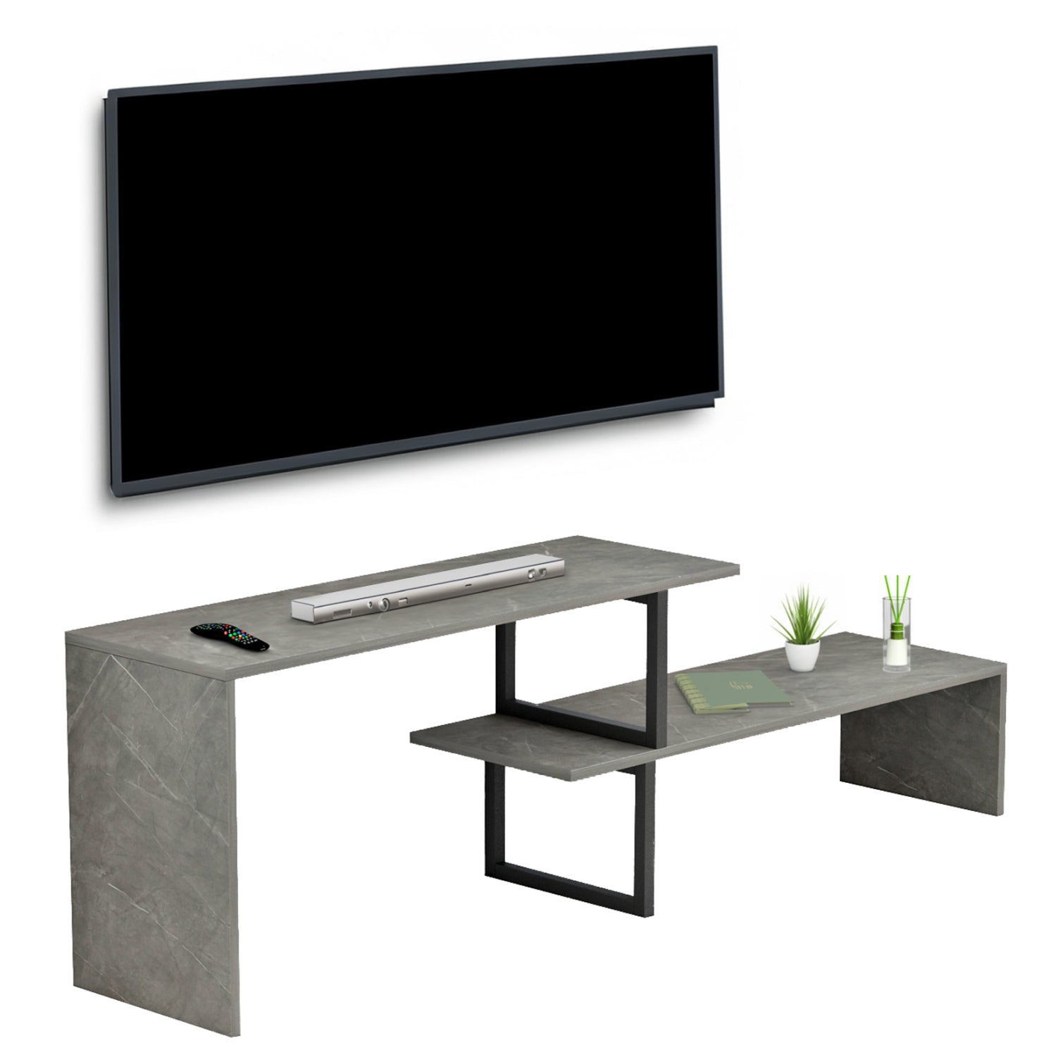 Тв шкаф BRIGGITE сив цвят 160x30x45