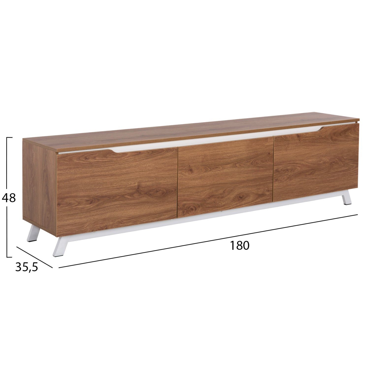 Тв шкаф  KIMIA  цвят натурал-бял 180x35x48.5см