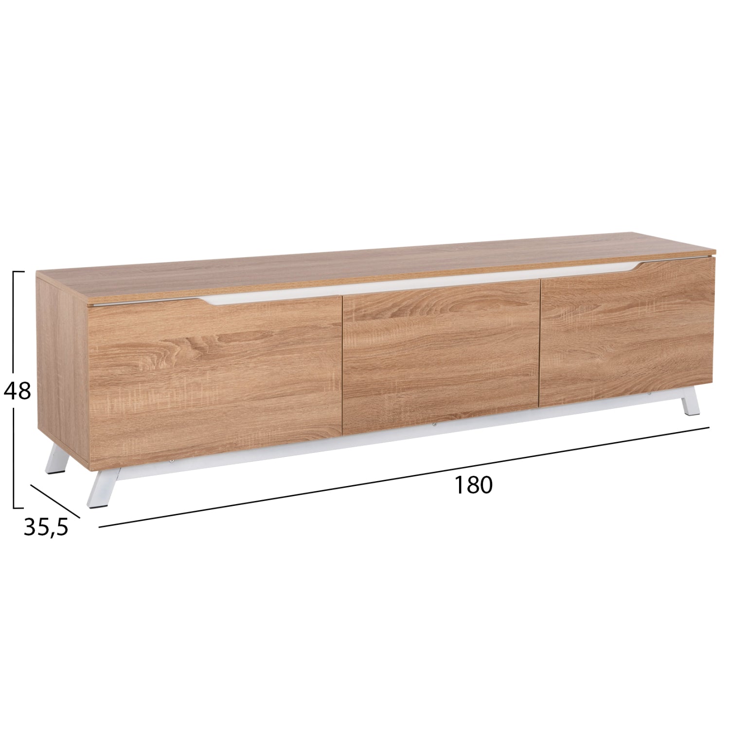 ТВ шкаф  KIMIA меламин сонома/бял 180Х35Х48.5см.