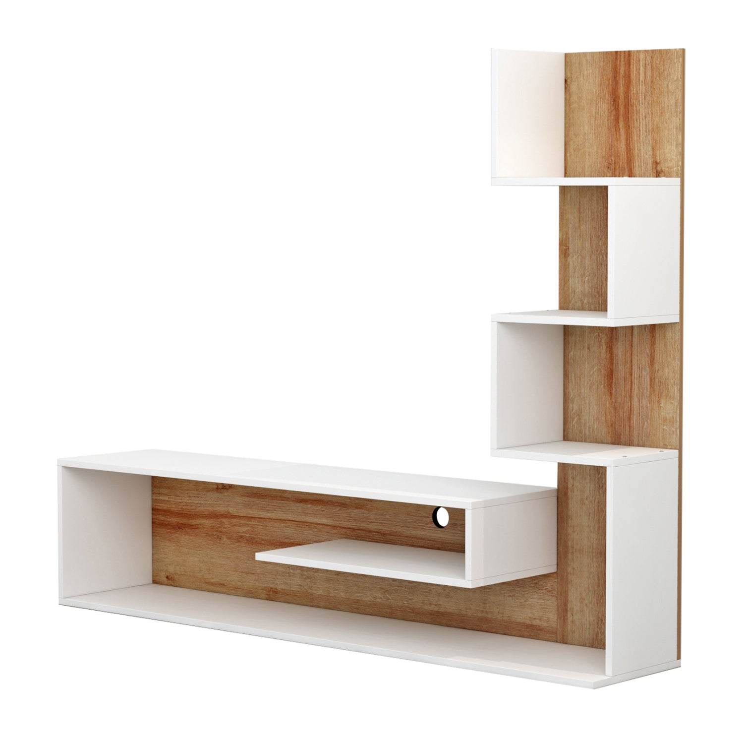 ТВ Комплект EDELIE Натурал-Бяло 150x29.5x120 см