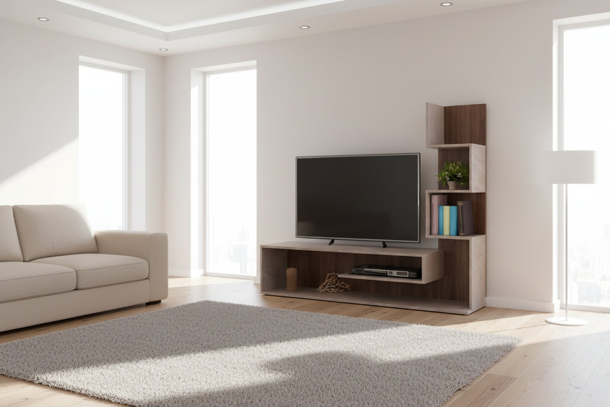 Тв шкаф EDELIE  цвят натурал-сив 150x29,5x120