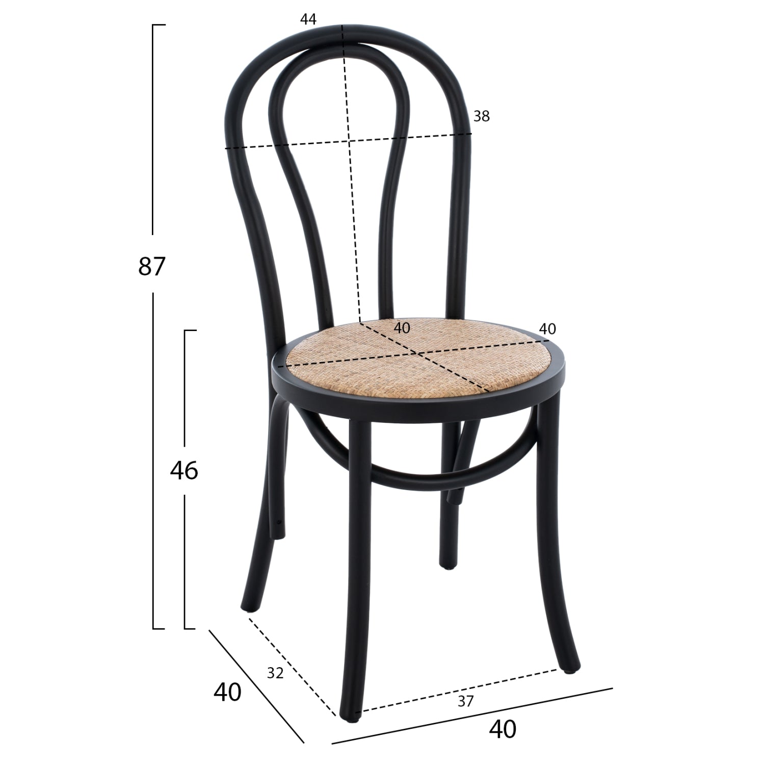 Стол Монреал черен цвят 40x40x87