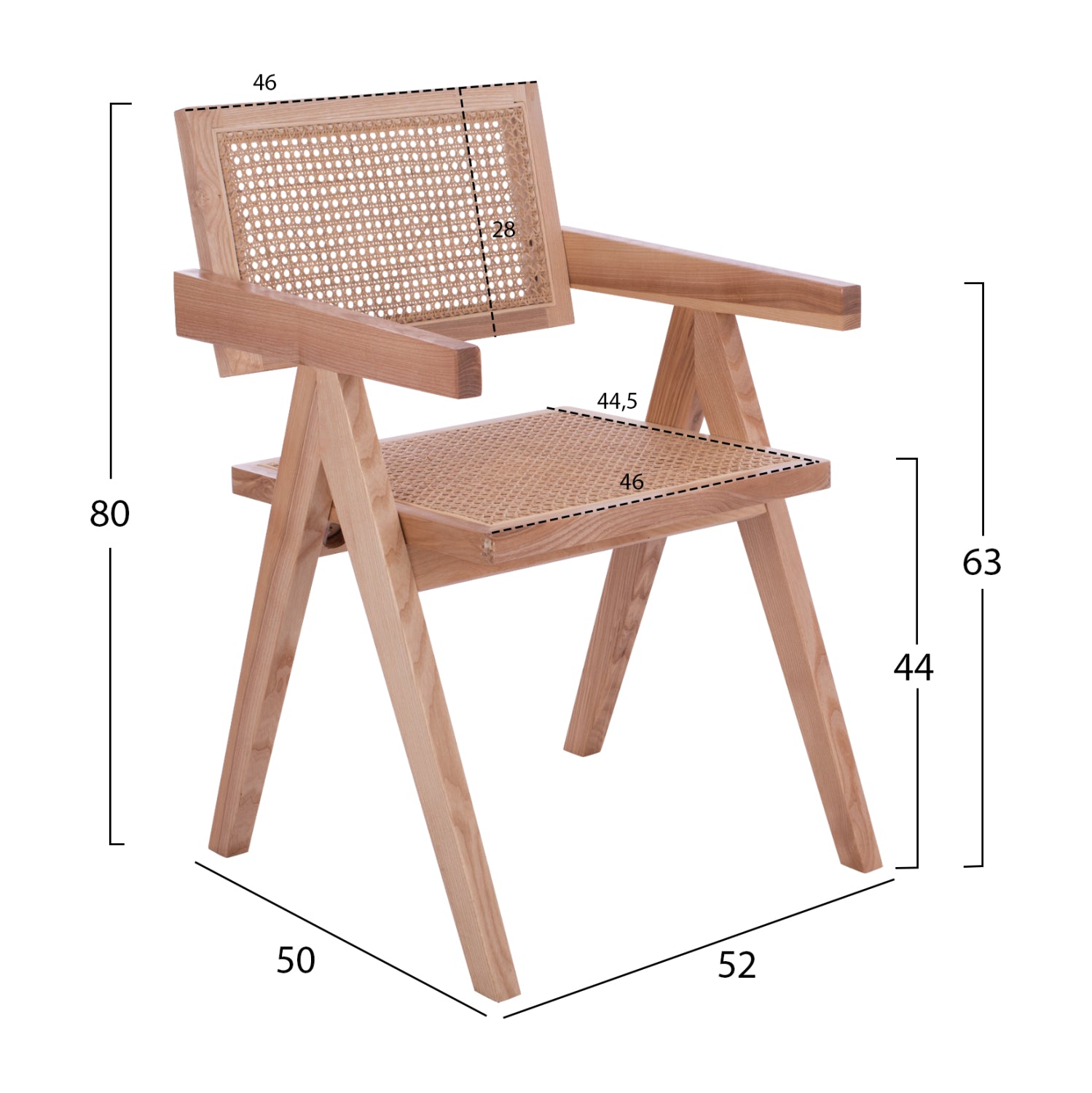 Стол BLAIRE от букова дървесина натурал 52x50x80