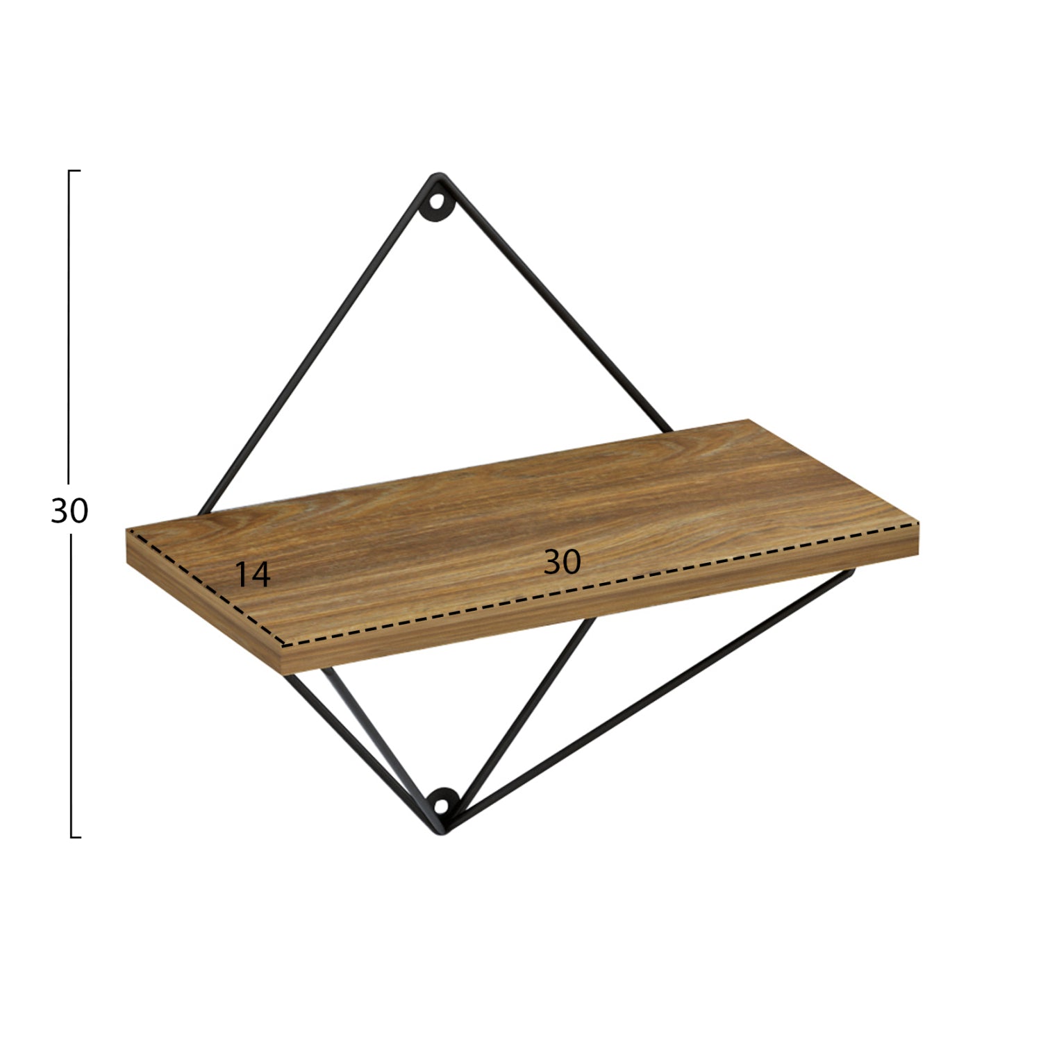 Комплект стенни рафтове 2 бр естествен-черен цвят 30x14x30см