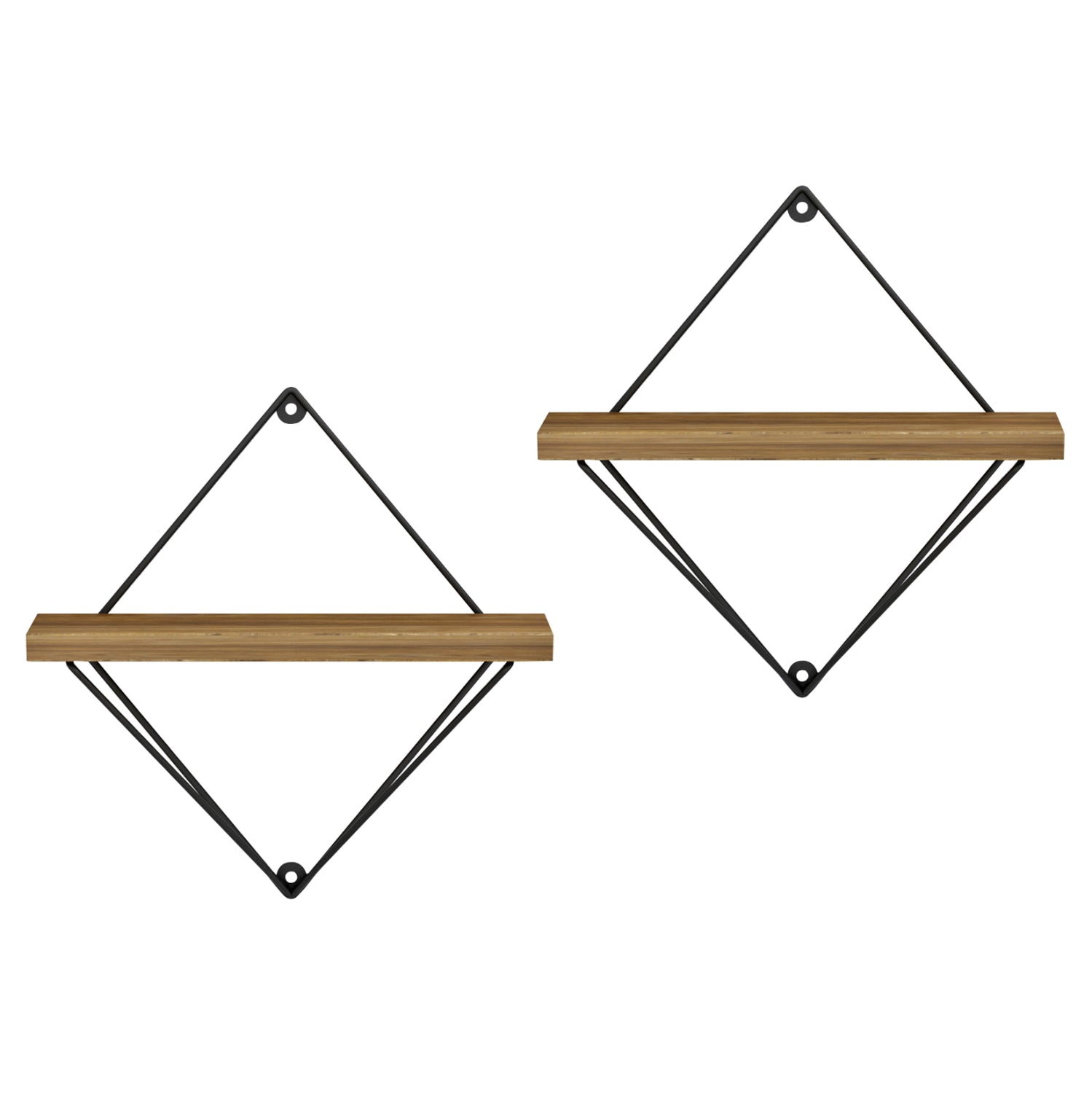 Комплект стенни рафтове 2 бр естествен-черен цвят 30x14x30см