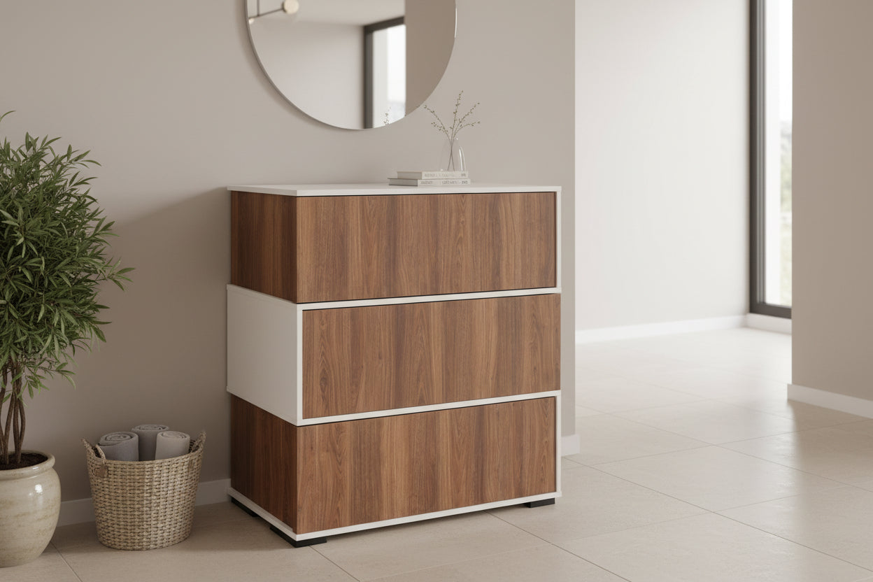 Шкаф за обувки MIRABELL цвят орех-бял 90Χ30Χ93