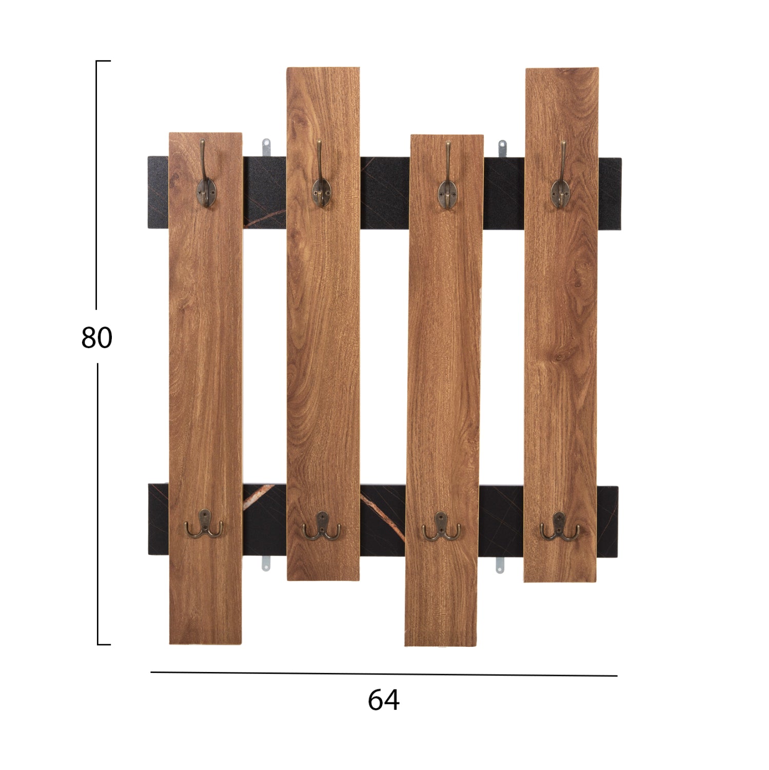 Входна закачалка Мелита естествен-черен цвят 64x4x79см