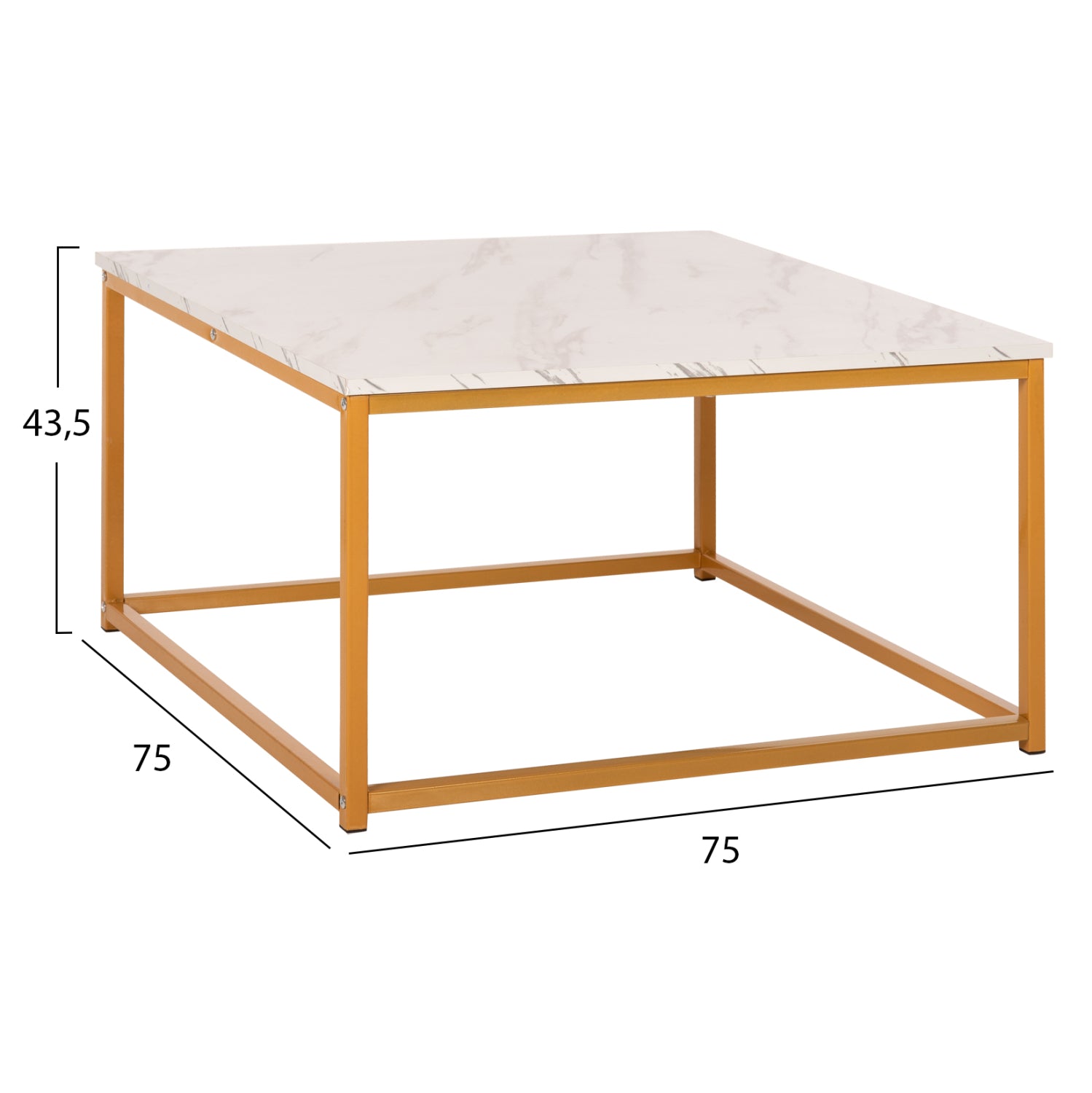 Холна маса  BRAYLEN бял-златист цвят  75x75x43.5см