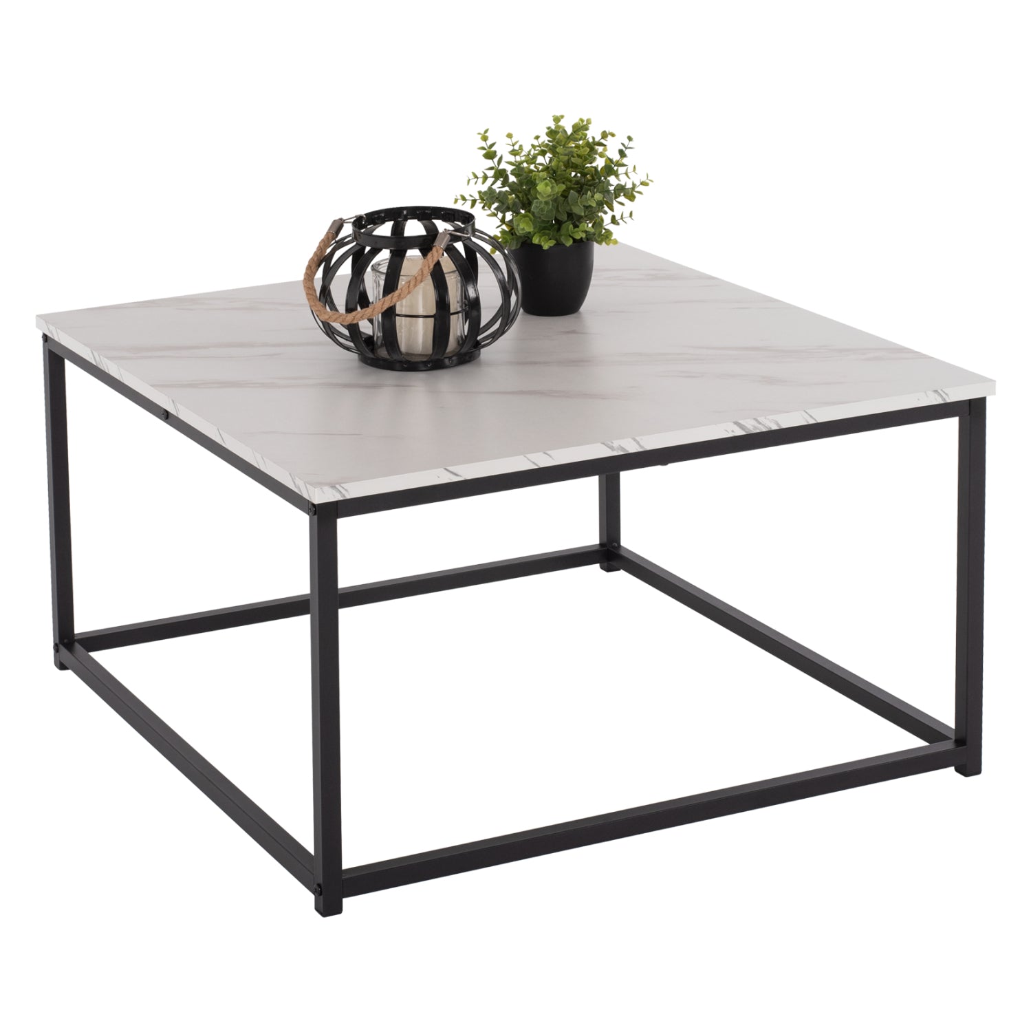 Холна маса Брайли цвят черен-бял 75x75x43см