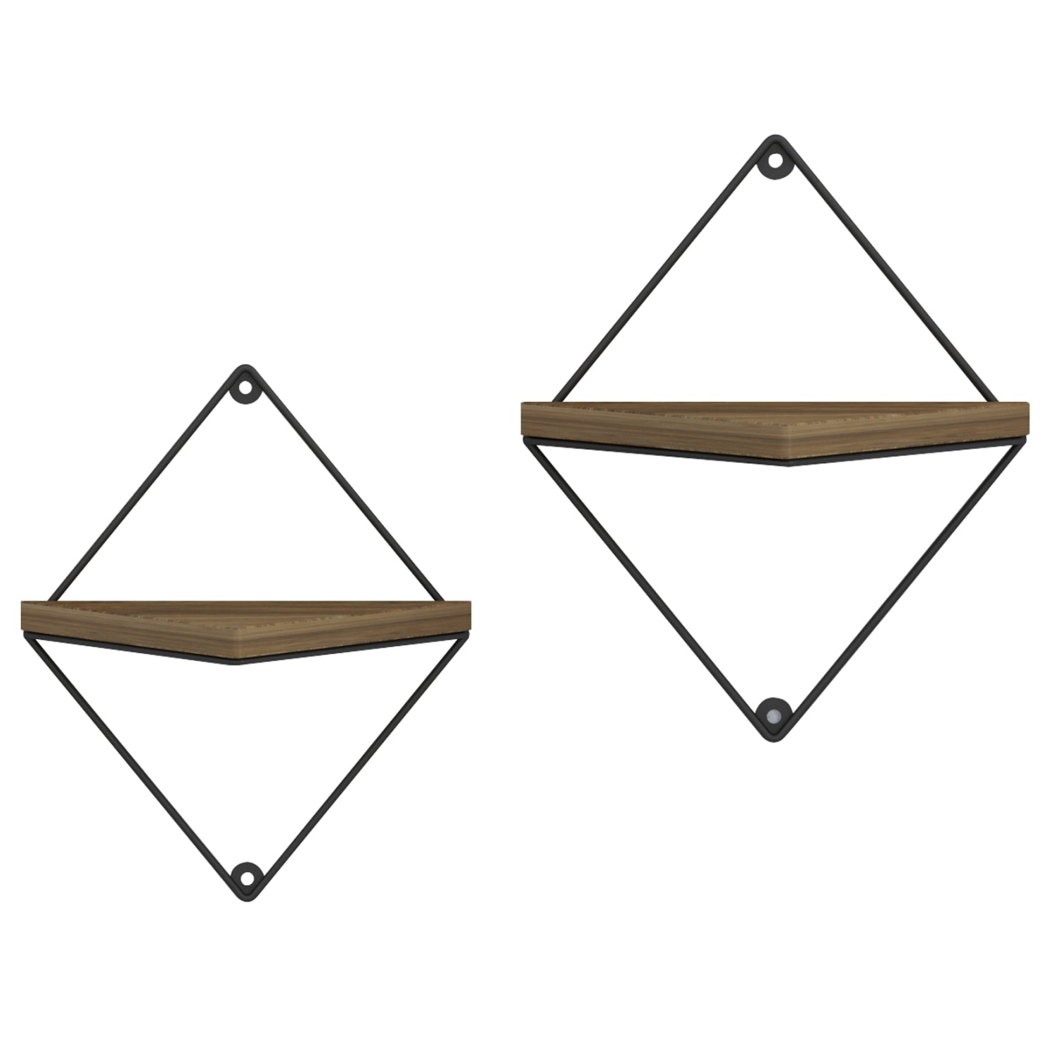 Комплект стенни рафтове everleigh, черен метал - натурален меламин, 22x13x30 см