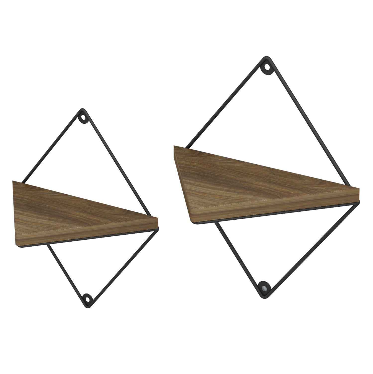 Комплект стенни рафтове everleigh, черен метал - натурален меламин, 22x13x30 см