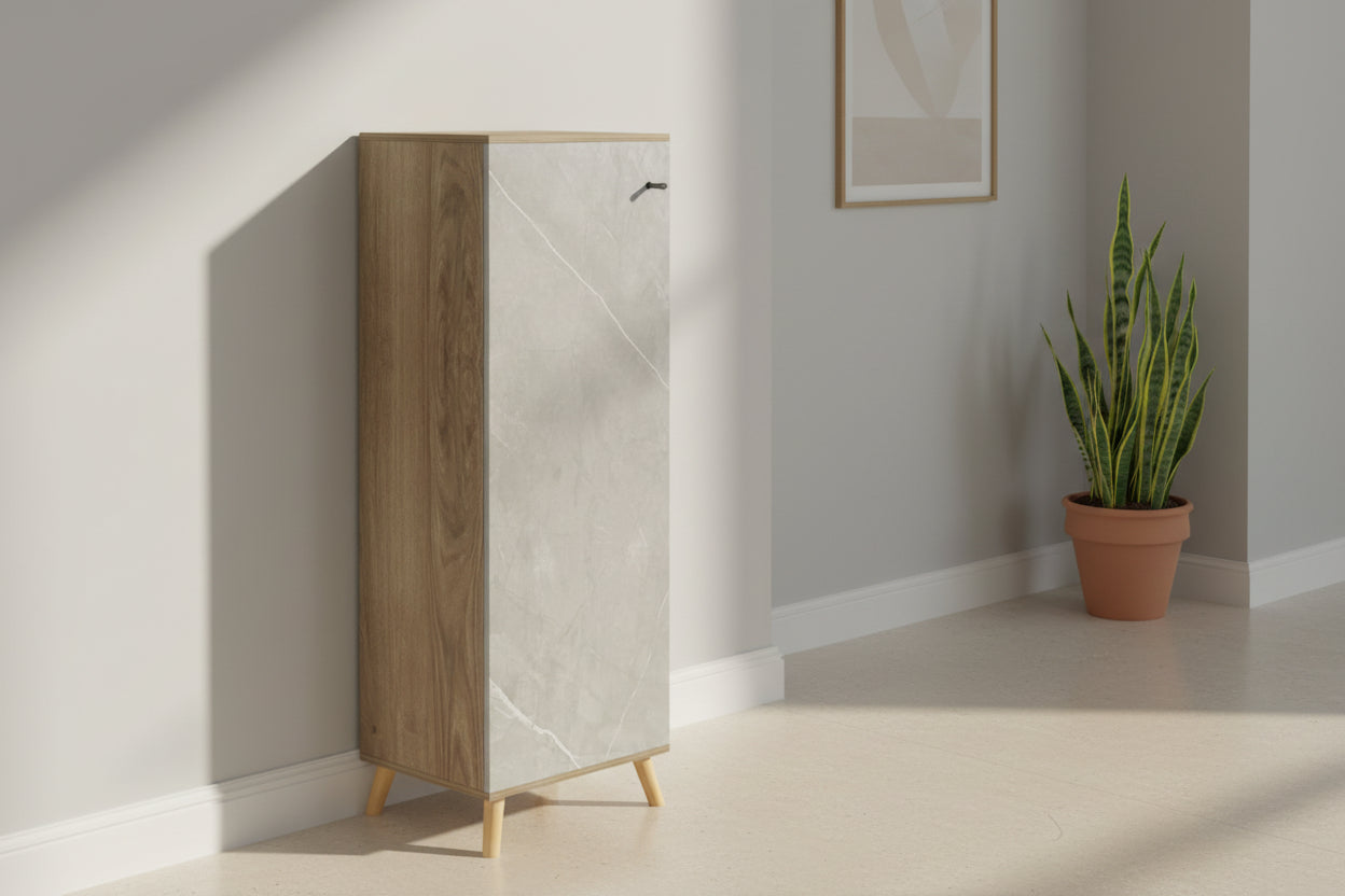 Шкаф за обувки ALVARO цвят сонома-сив 50х38х135см