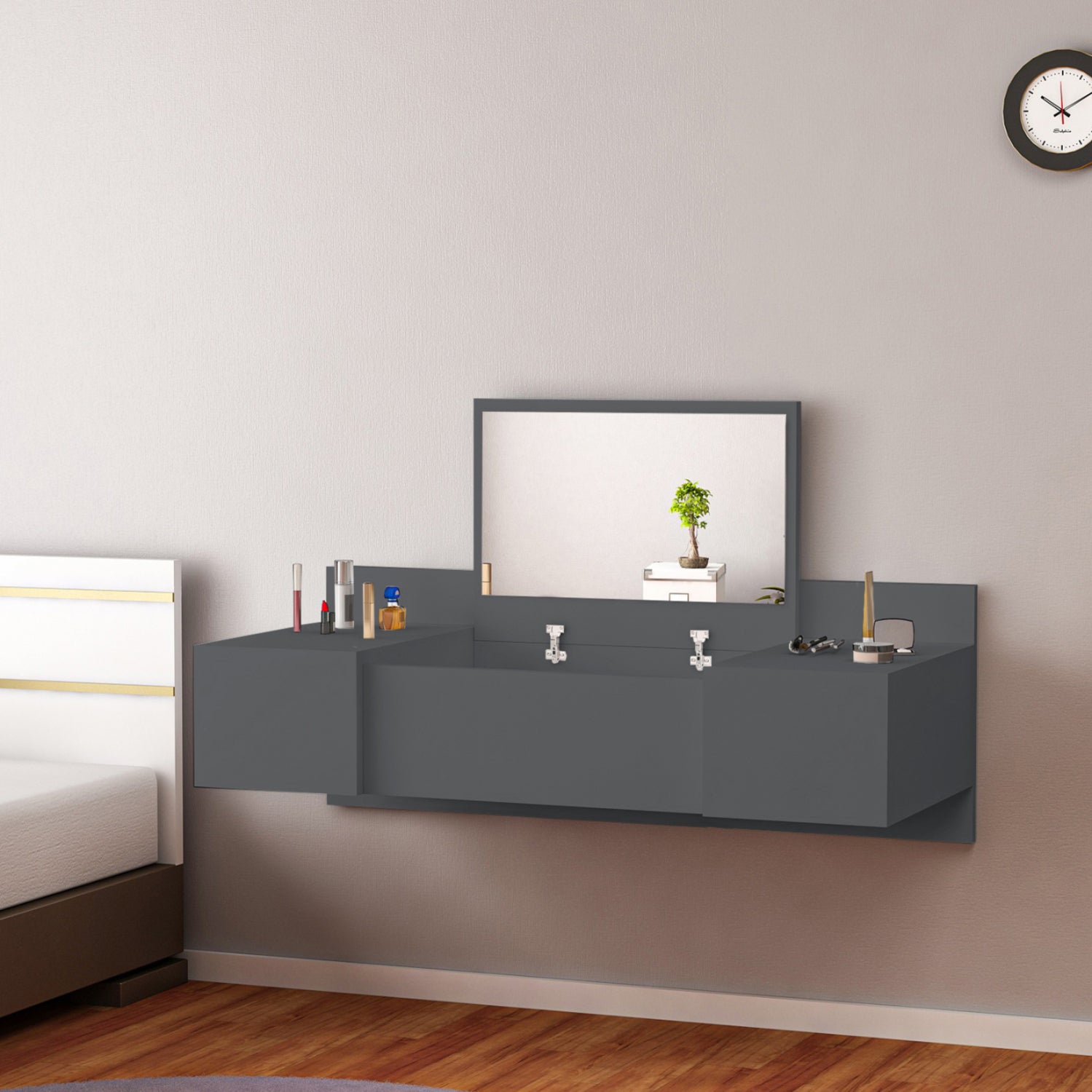 Тоалетка LINDE цвят антрацит 100x39x33