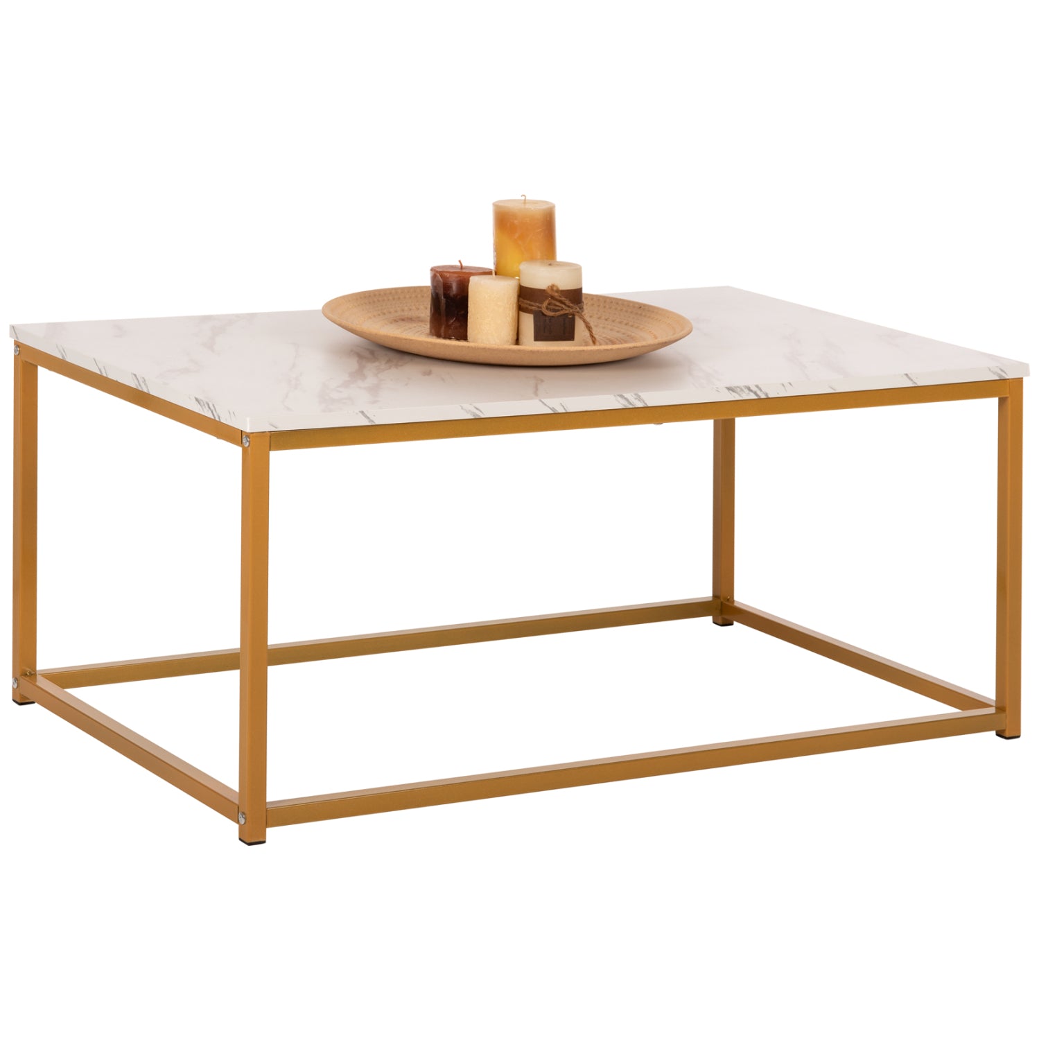 Холна маса Сафрон голд цвят бял мрамор 95Χ55Χ43,5