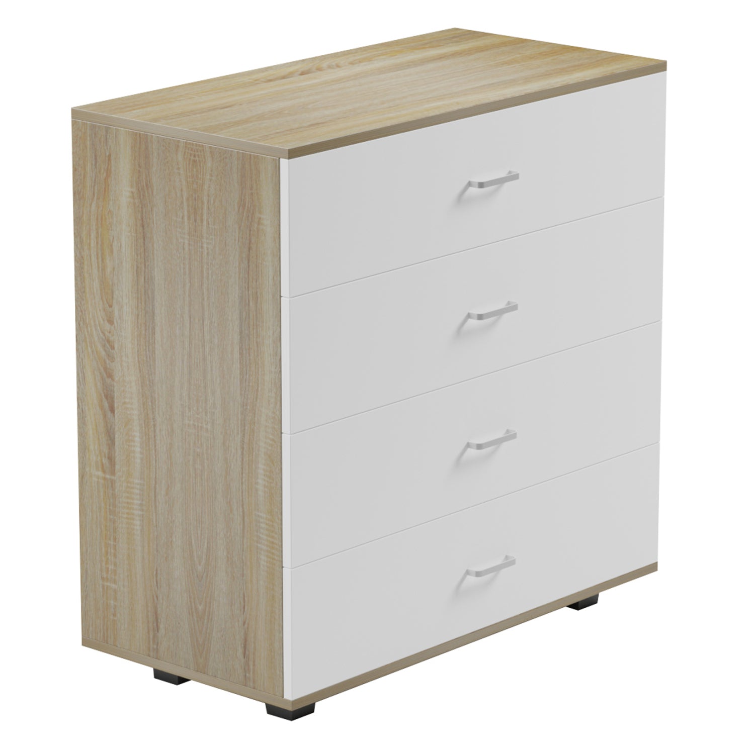 Скрин THORG с 4 чекмеджета от меламин  цвят sonama - бял, 80x40x83 см