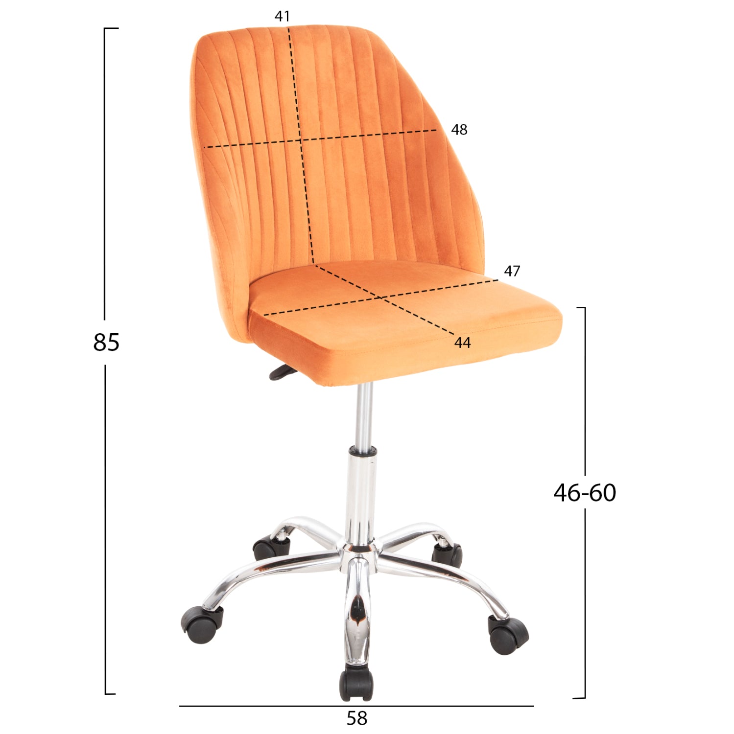 Офис стол  HOLLIS оранжев цвят 58x58x85см