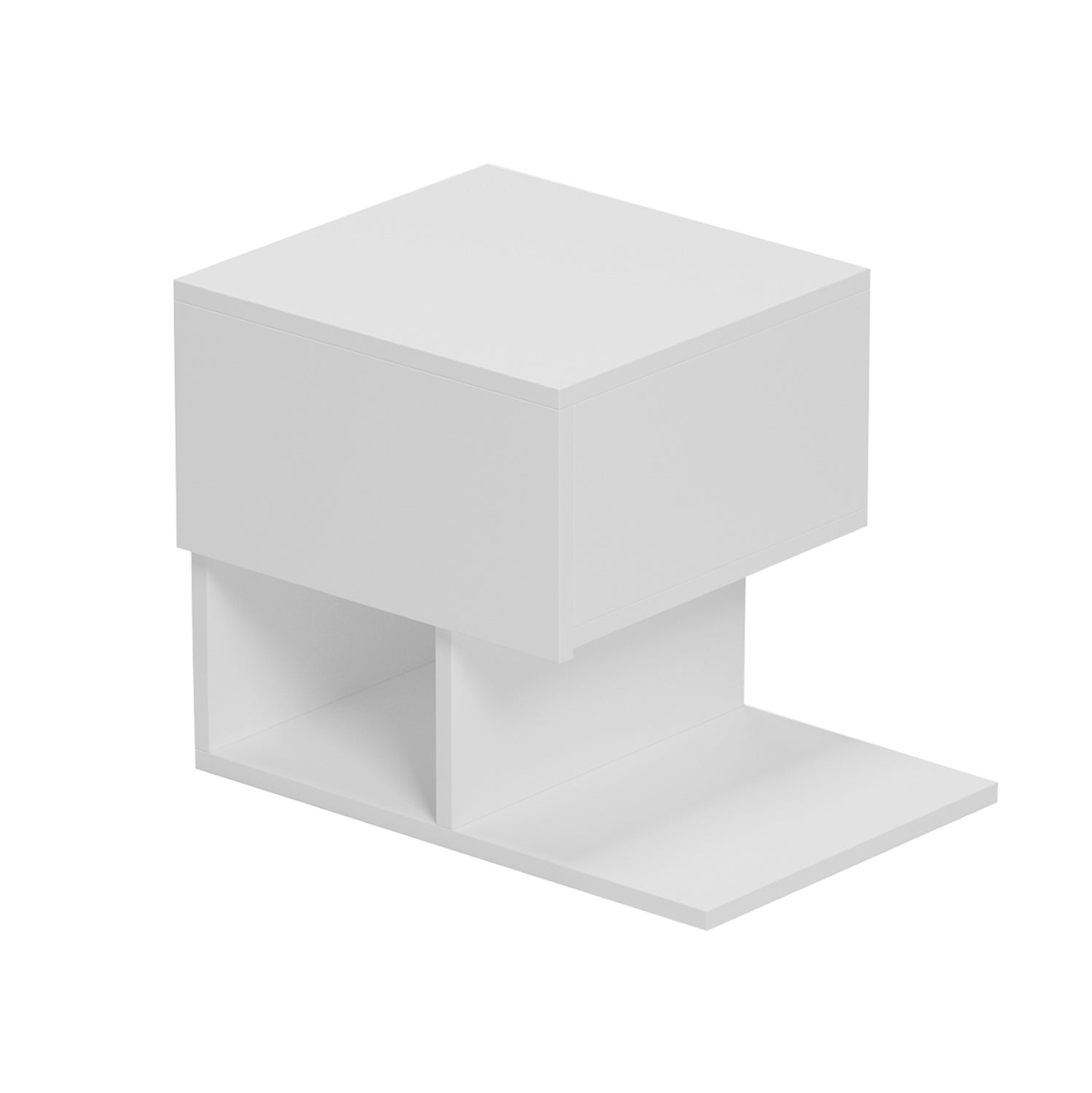 Нощно шкафче caspian от меламин в бяло 46.8x33x36.8 см