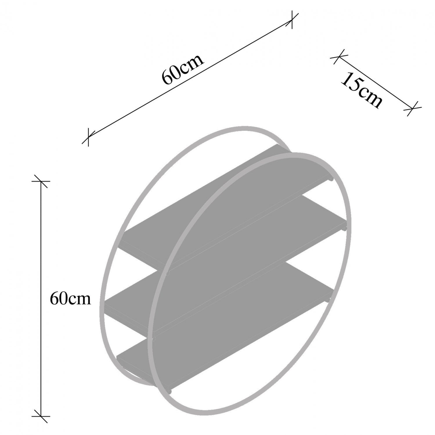 Стенен рафт Сапфир орех-черен цвят  60x15x60 см