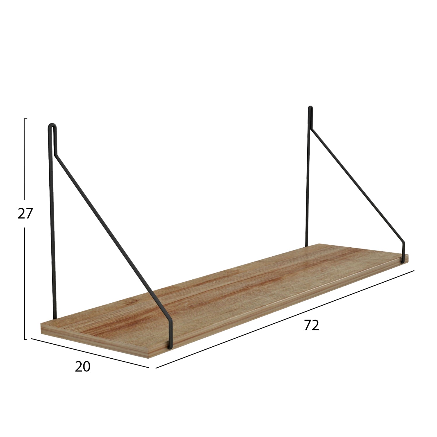 Стенен рафт agilan, меламин, естествен дъб, 72x20x27см