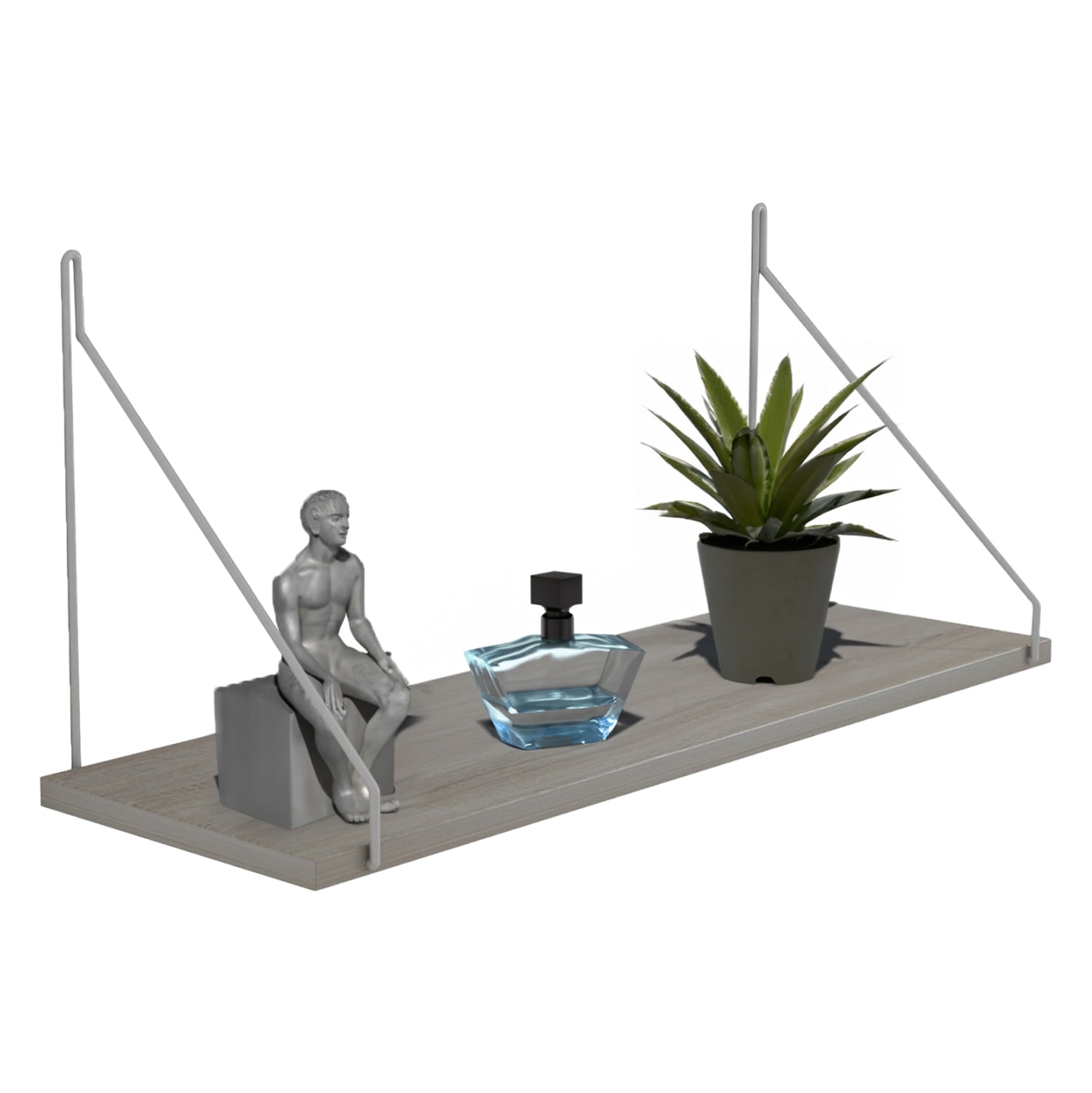 Стенен рафт agilan меламин сонома-бял 72x20x27см