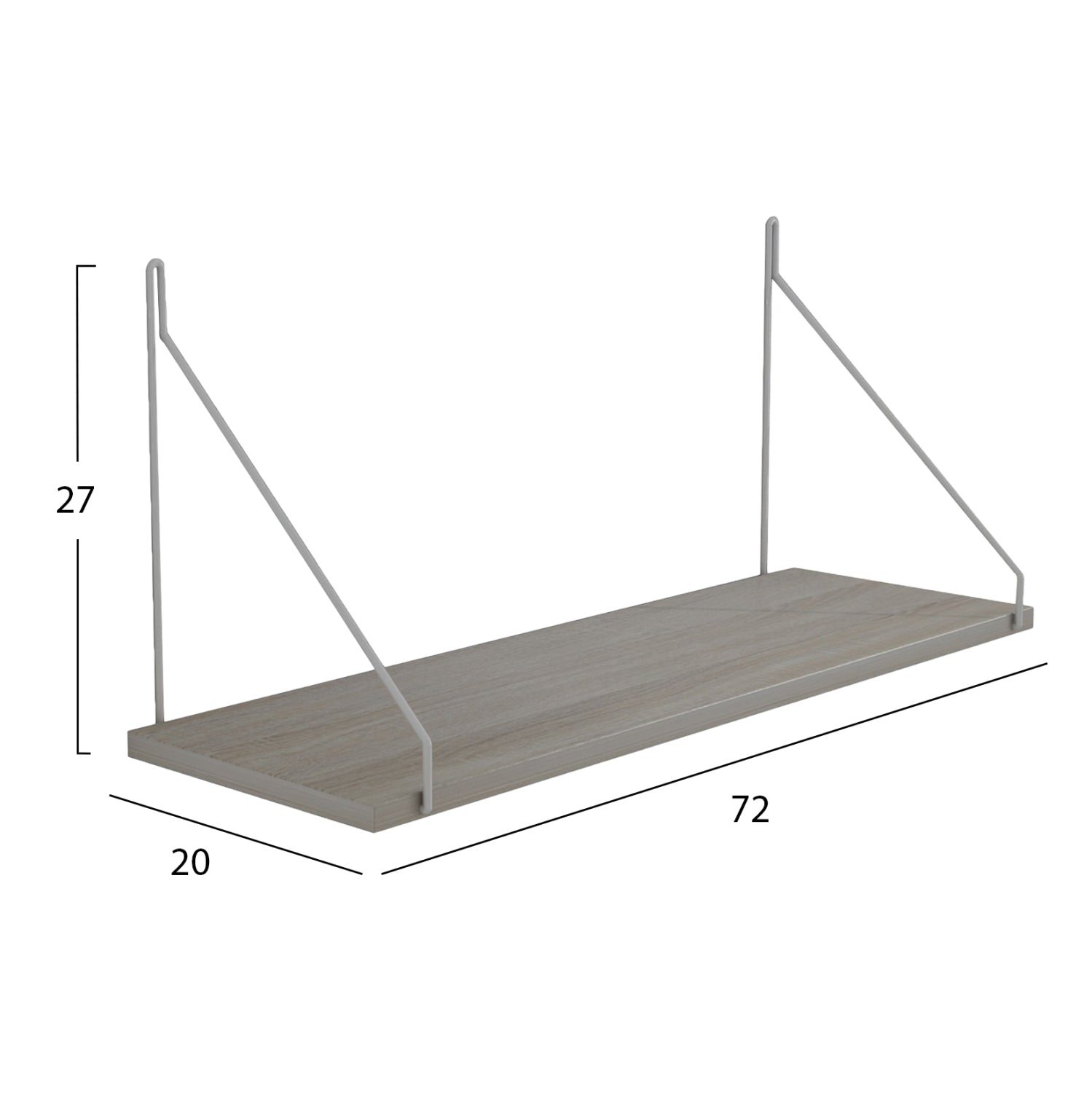 Стенен рафт agilan меламин сонома-бял 72x20x27см
