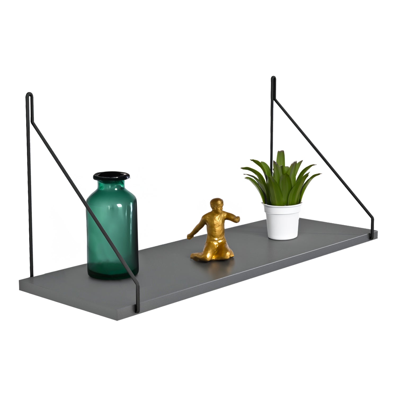 Стенен рафт Agilan, меламин, сив, 72x20x27см