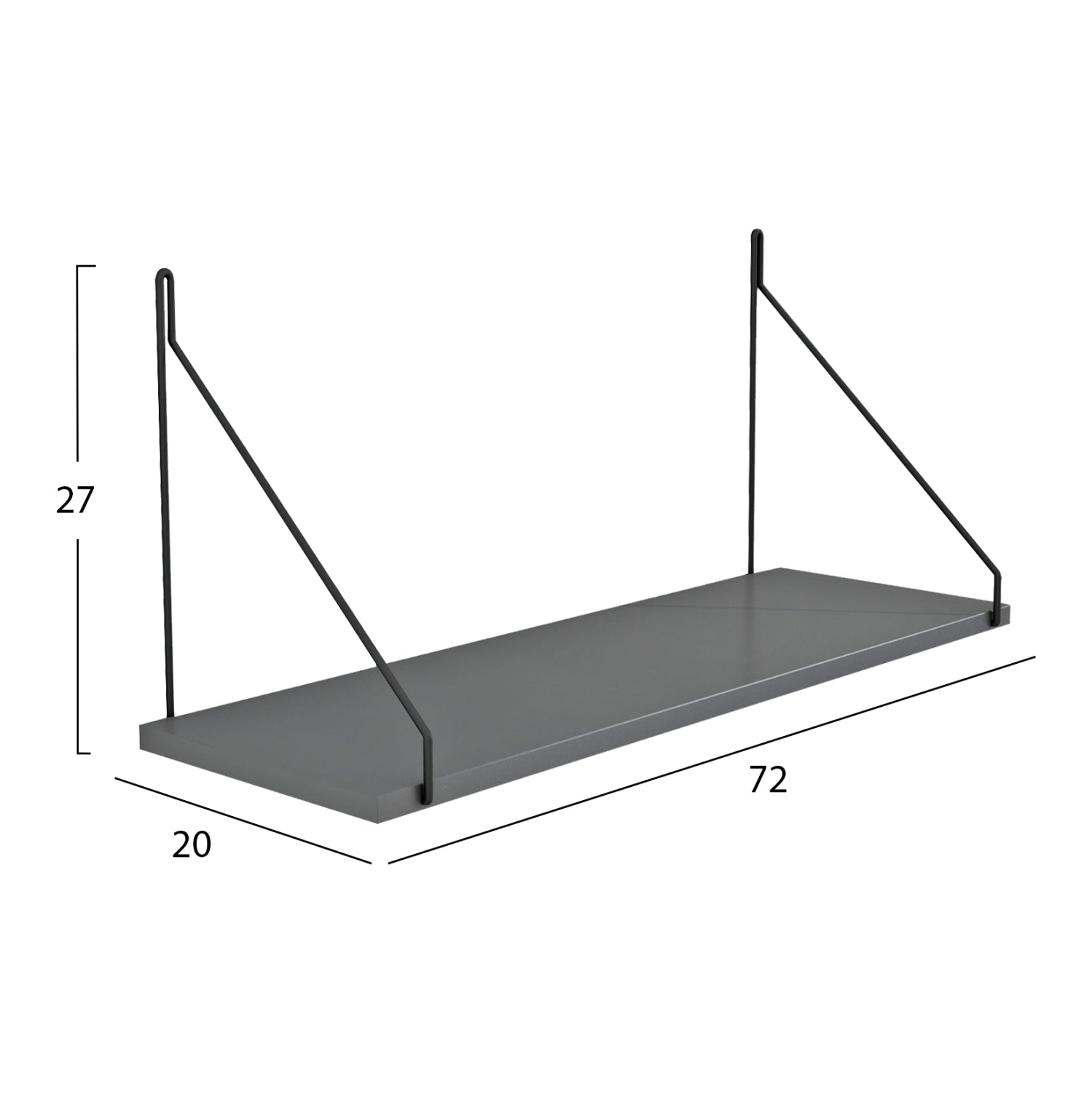 Стенен рафт Agilan, меламин, сив, 72x20x27см