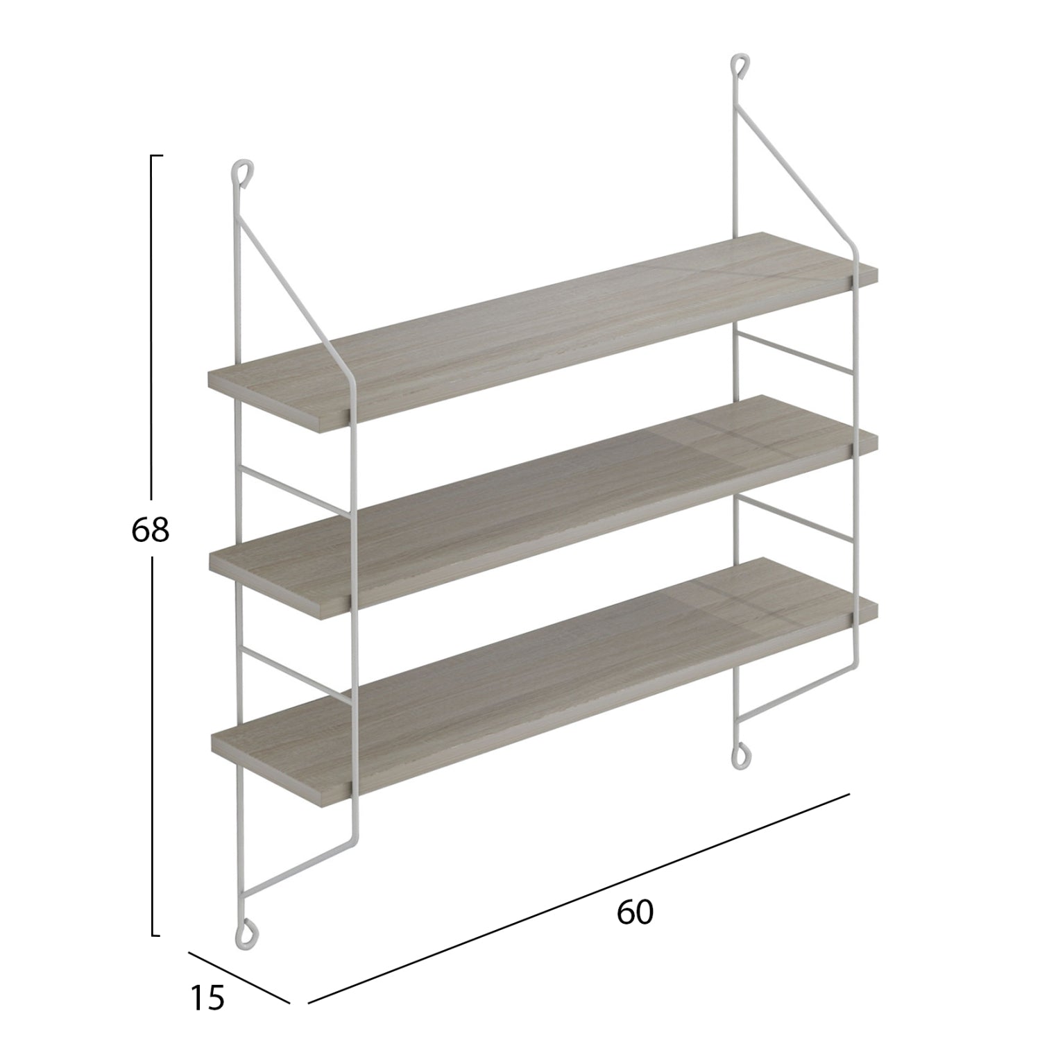Стенен рафт ACHALA  сонома цвят 60x15x68см