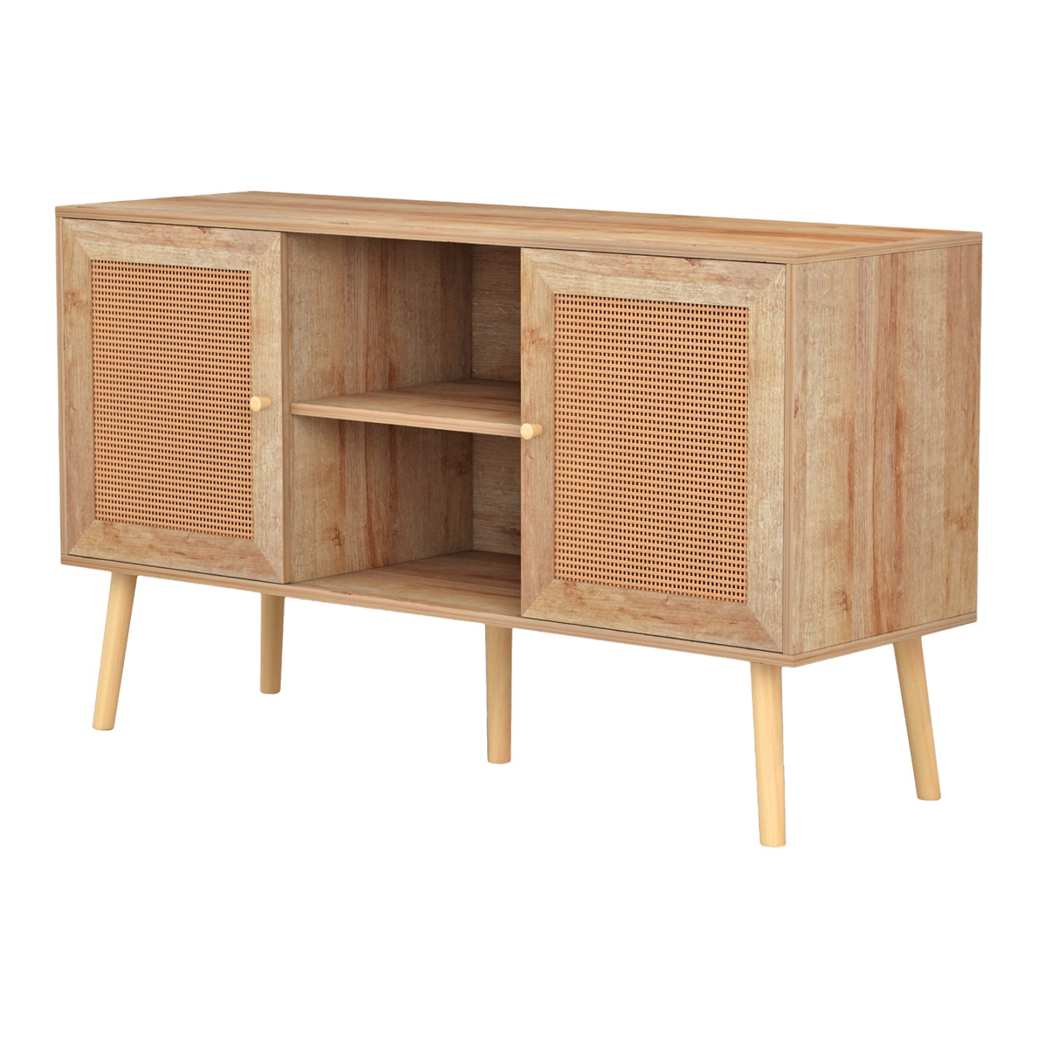 ТВ Шкаф COLM Натурал с Ратанови Врати 120x39x56.5 см