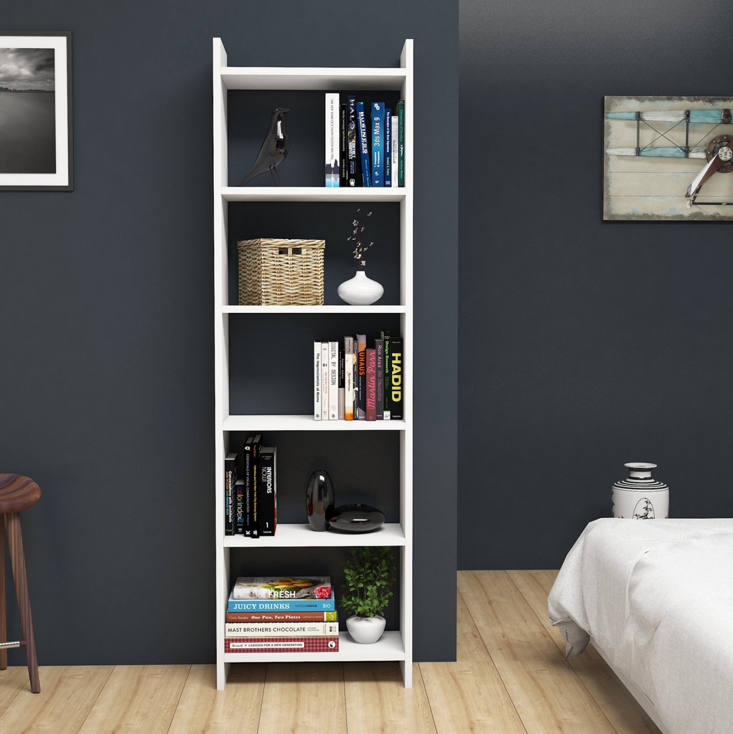 Библиотека FENSI  бял цвят 48.5x22x160см