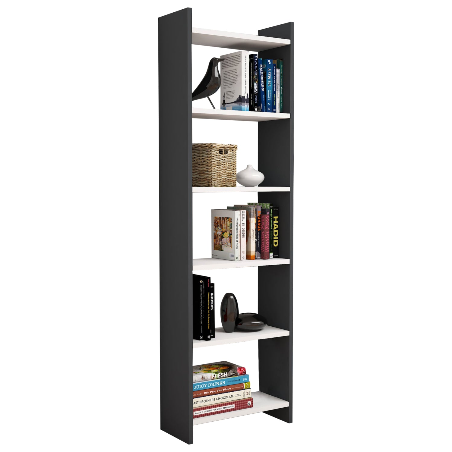 Библиотека CLASSIKER  цвят бял-сив 48.5x22x160см