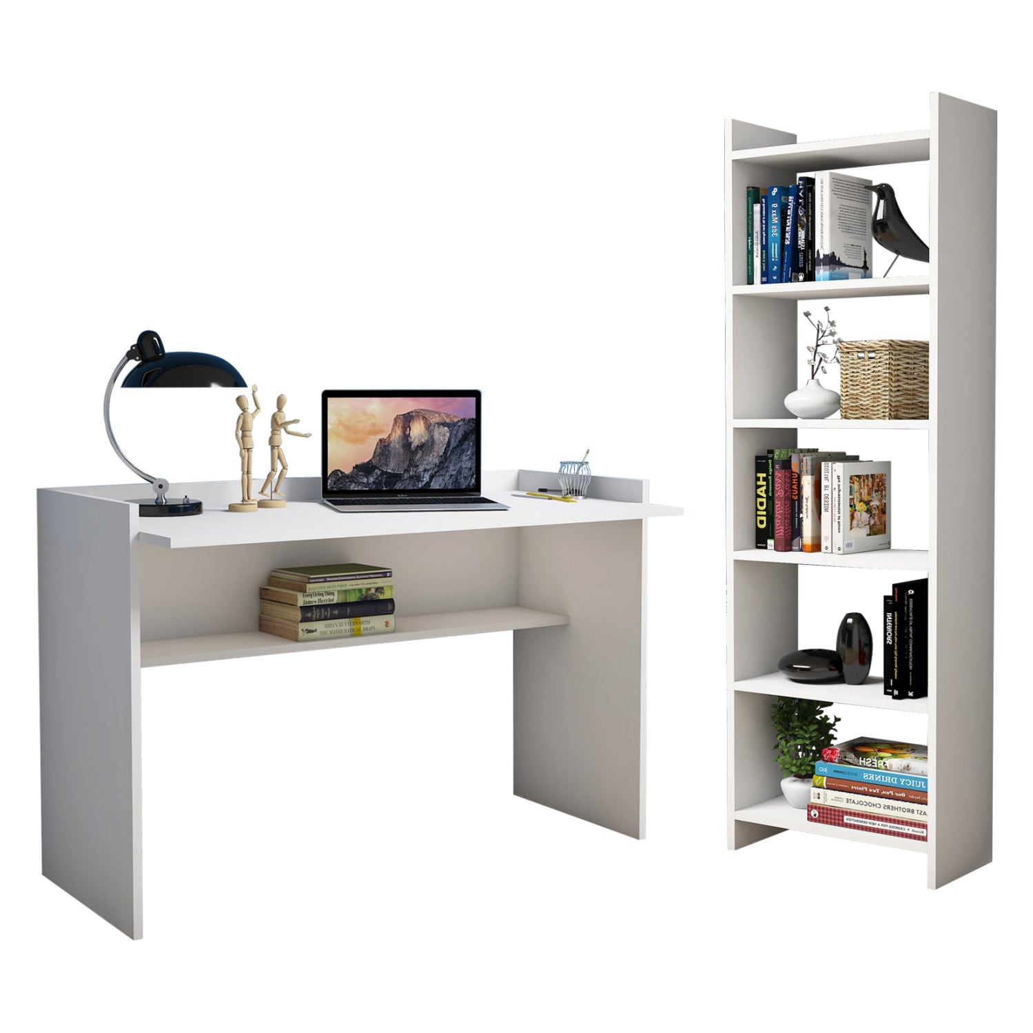 Офис бюро и библиотека КГ11774.11 бял цвят 118x45-58x80