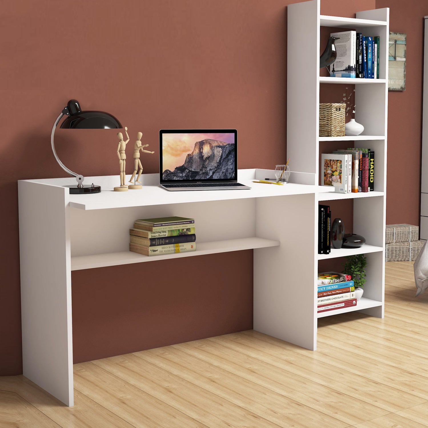 Офис бюро и библиотека КГ11774.11 бял цвят 118x45-58x80