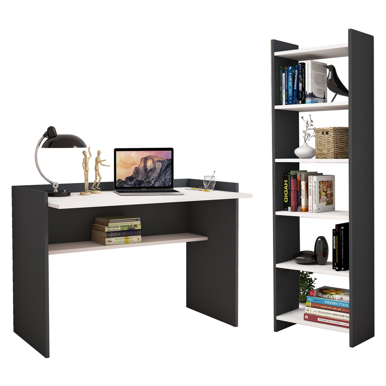 Офис комплект 2 части КГ11774.13 меламин сиво-бял