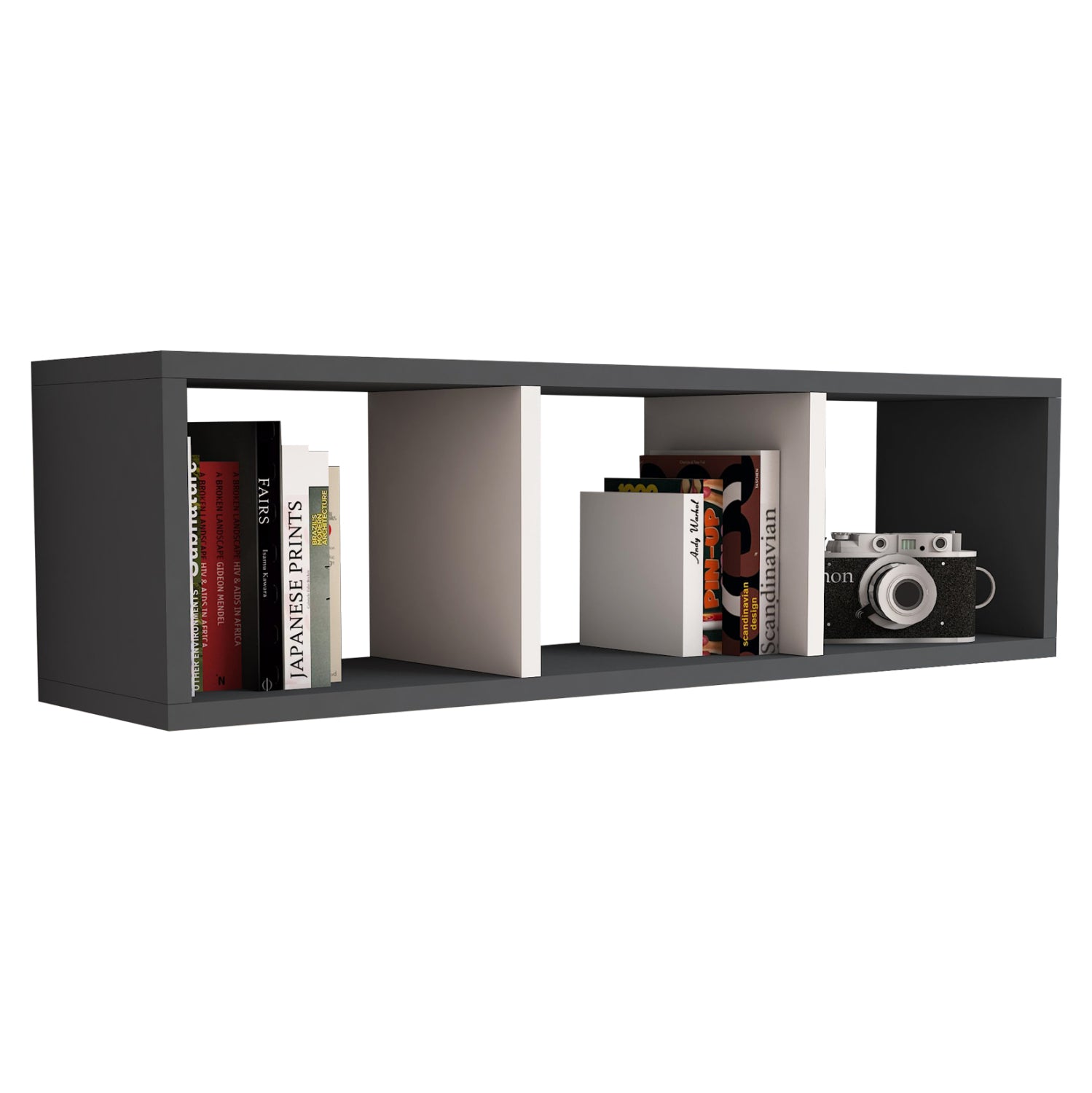 Етажерка Фенси цвят бял-сив  90x22x25,6