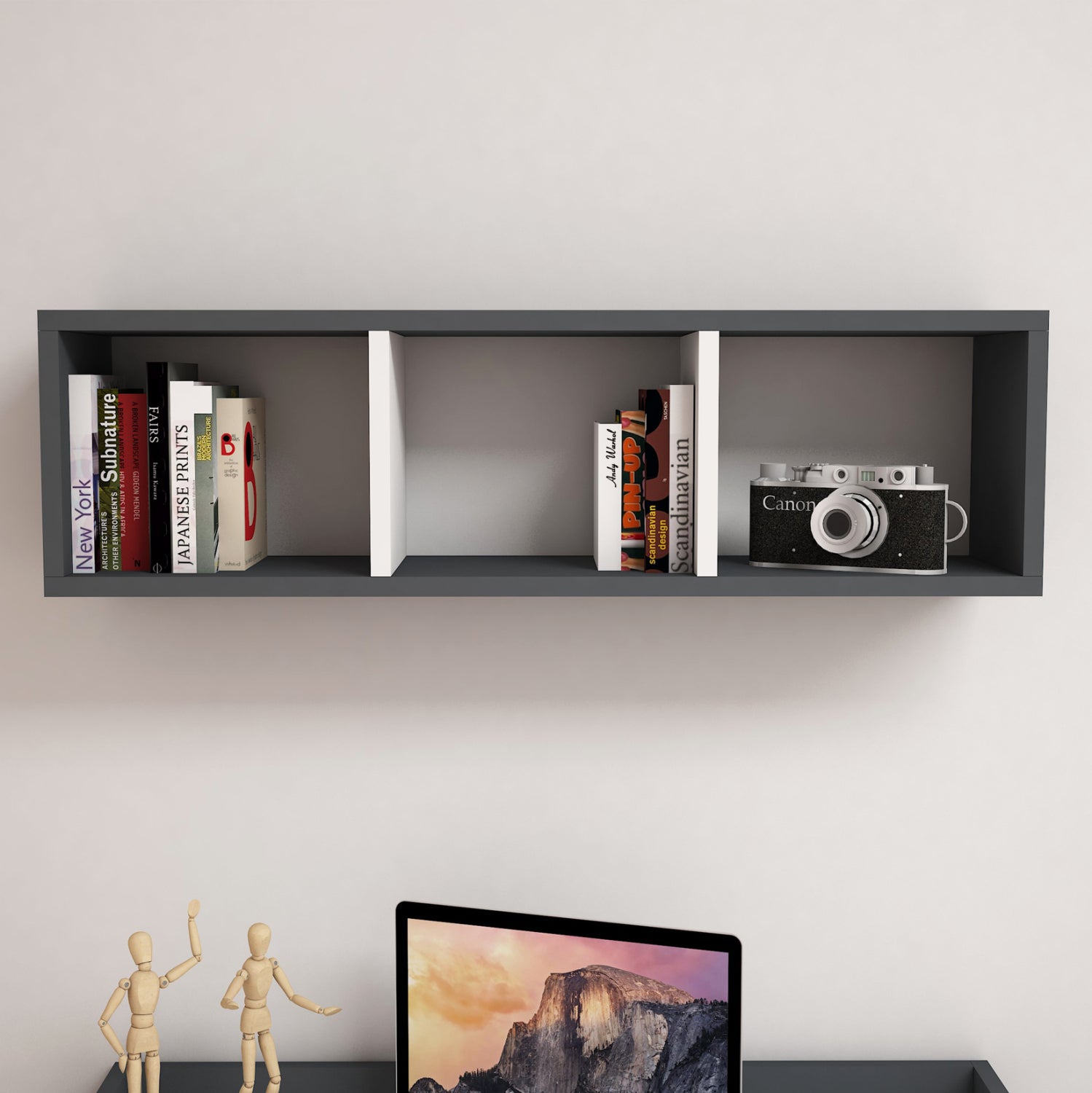 Етажерка FENSI цвят бял-сив  90x22x25,6
