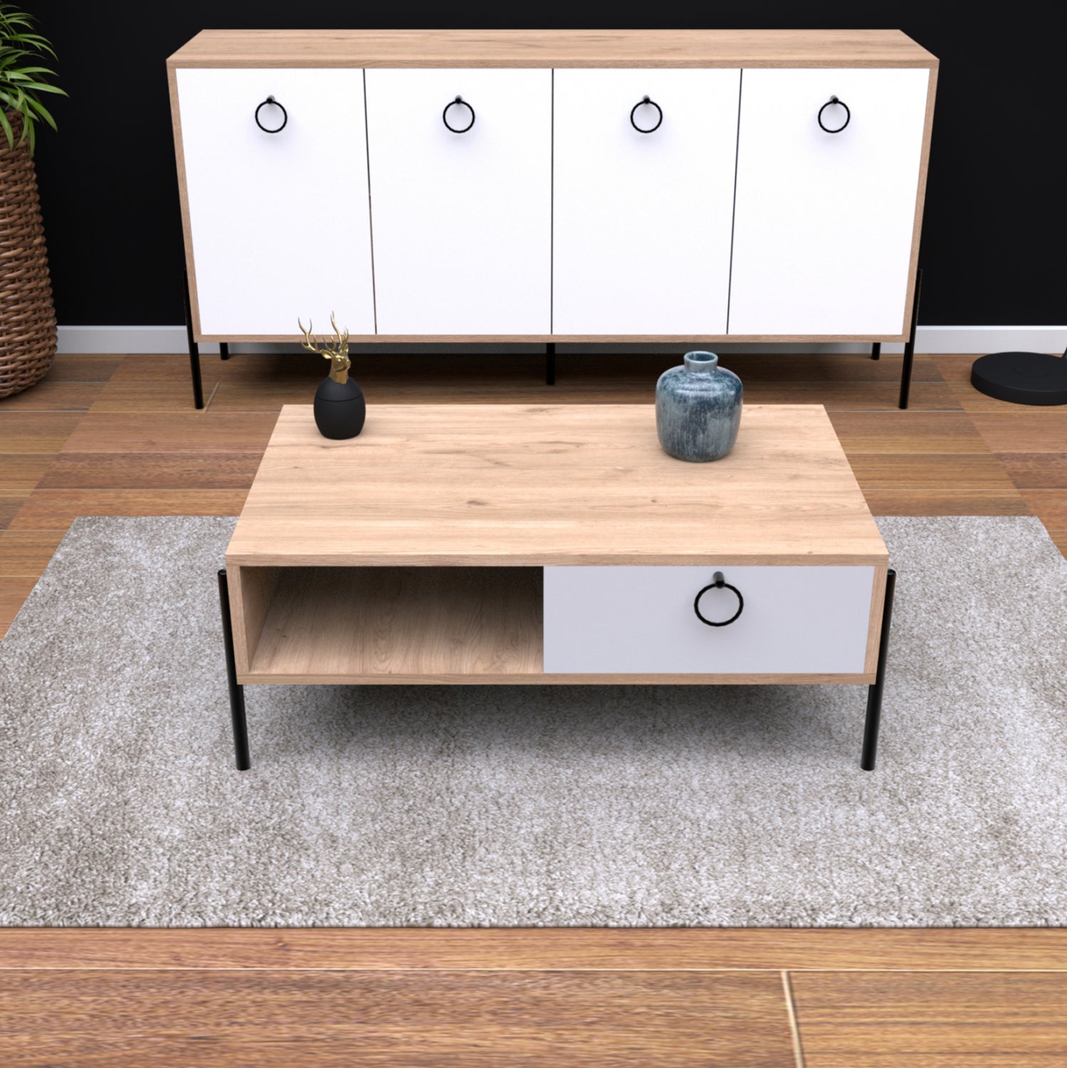 Холна маса 9247 цвят сонама-бял  90x56x37.6 см