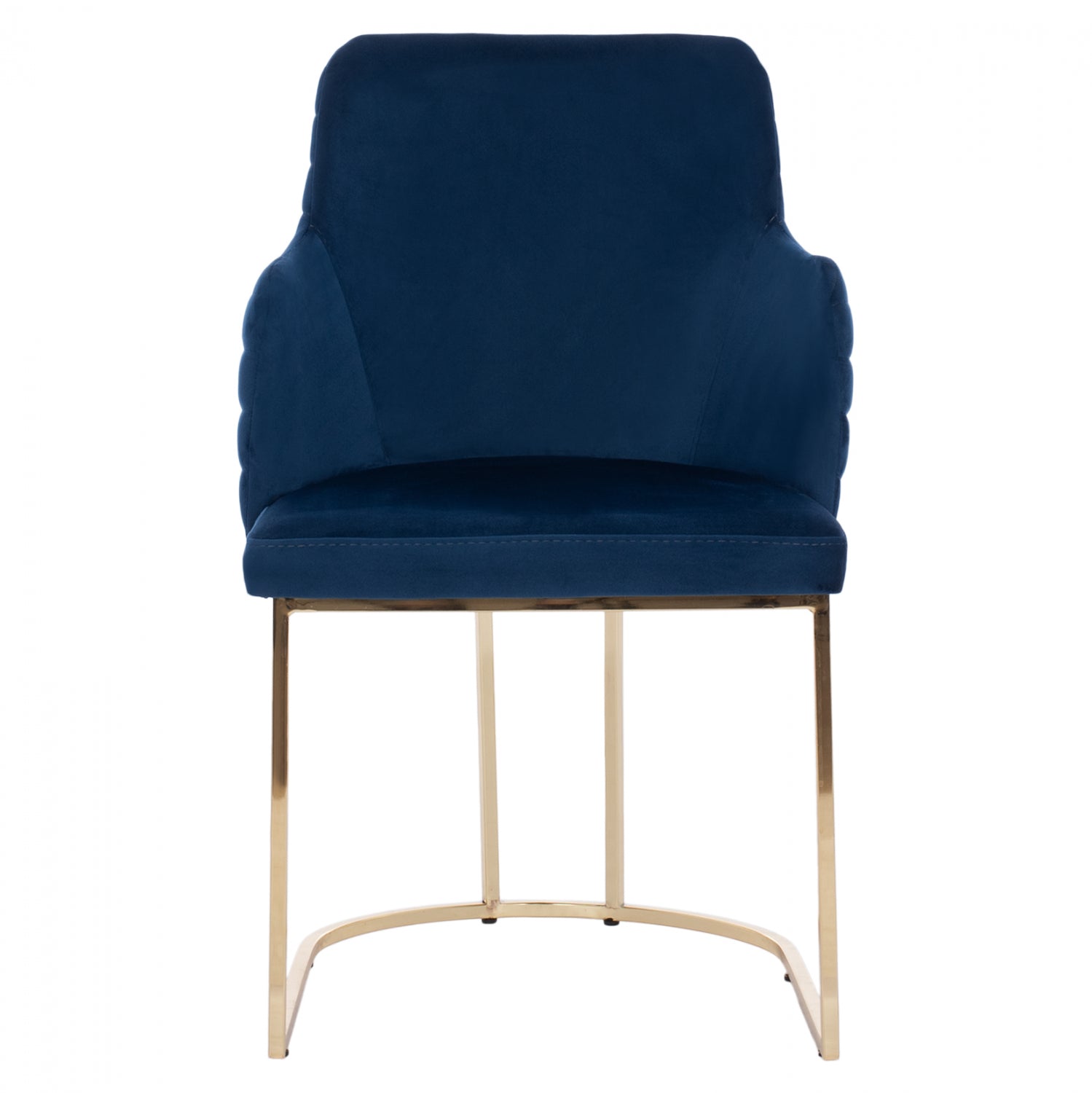 Фотьойл Солана  в синьо кадифе със златни метални крака 54x63x87в см