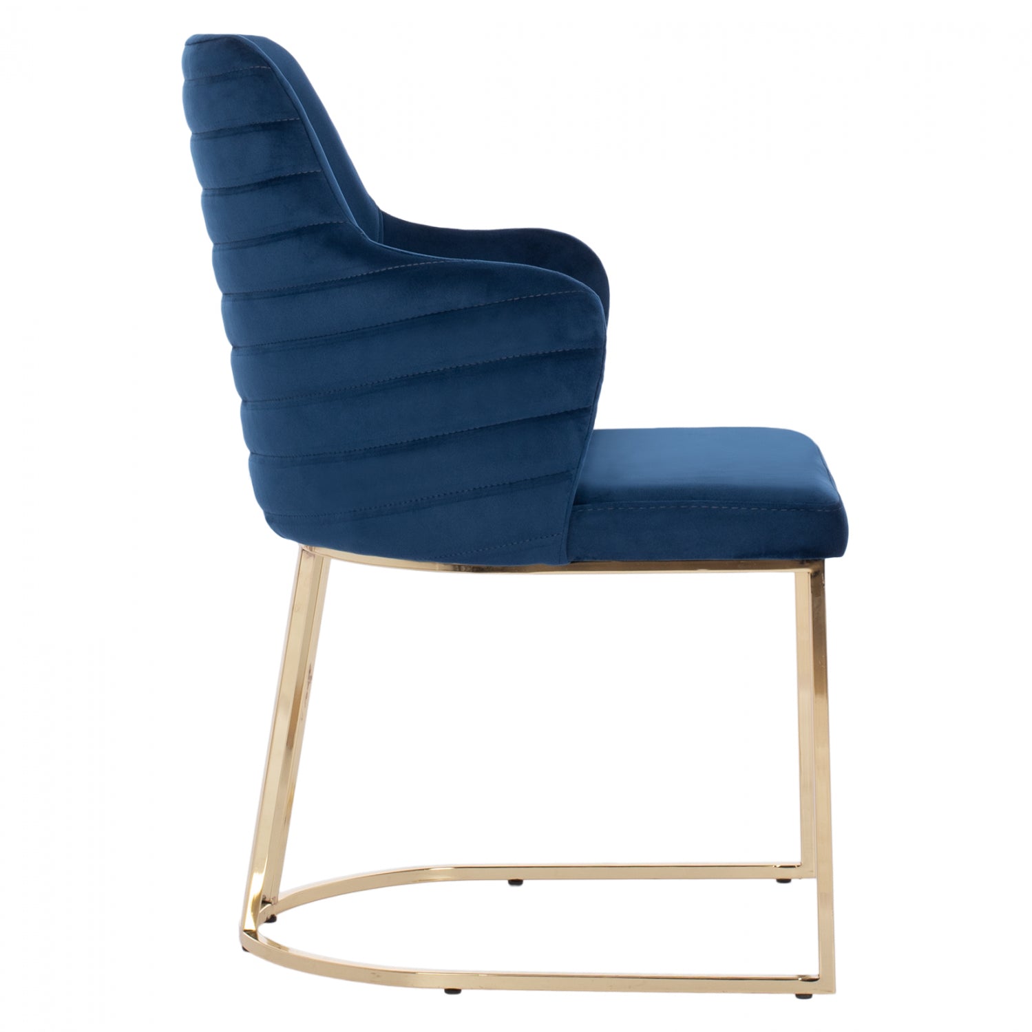 Фотьойл Солана  в синьо кадифе със златни метални крака 54x63x87в см