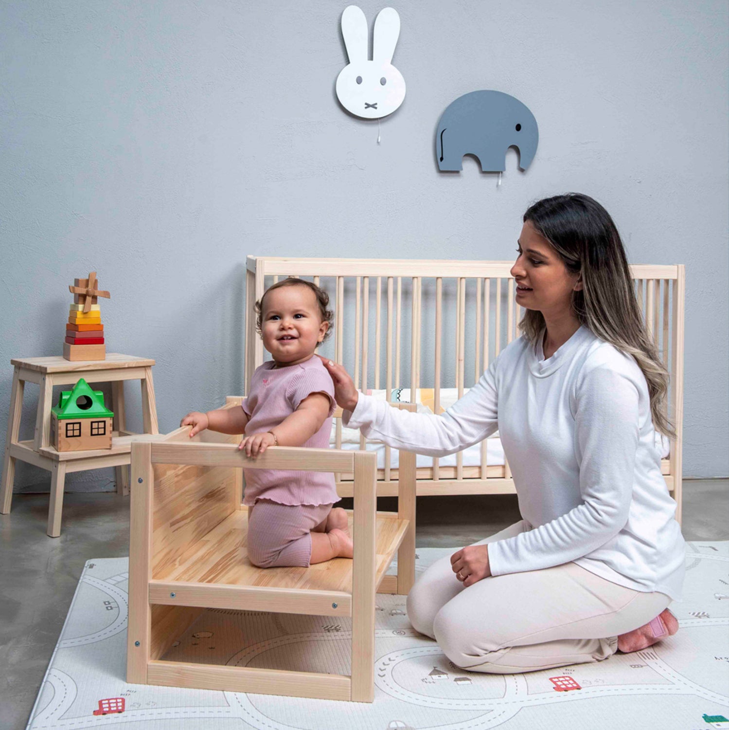 Детска пейка Мико цвят натурал 64,5x45,x47