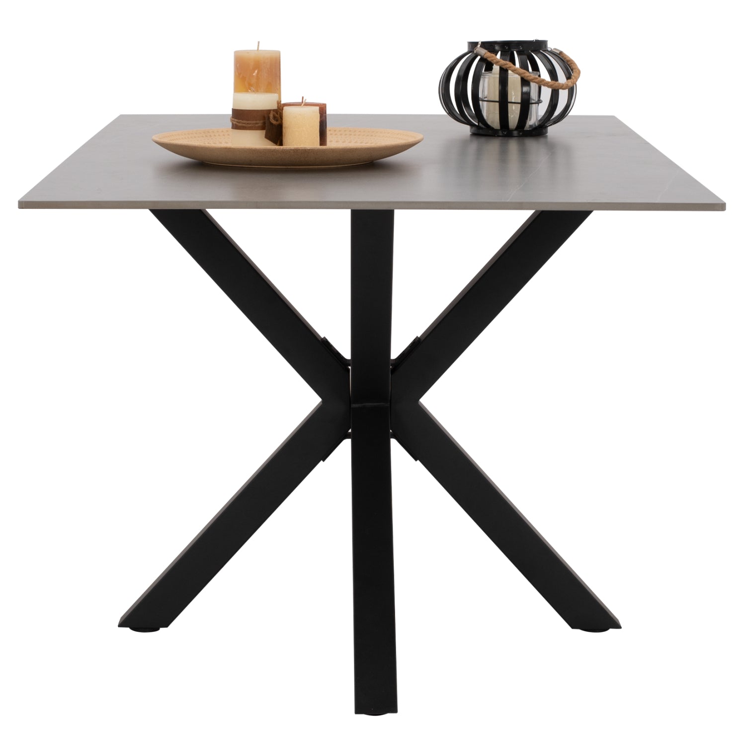 Трапезна маса Syntec синтеровани камък сиви метални крака 160x90x75см.