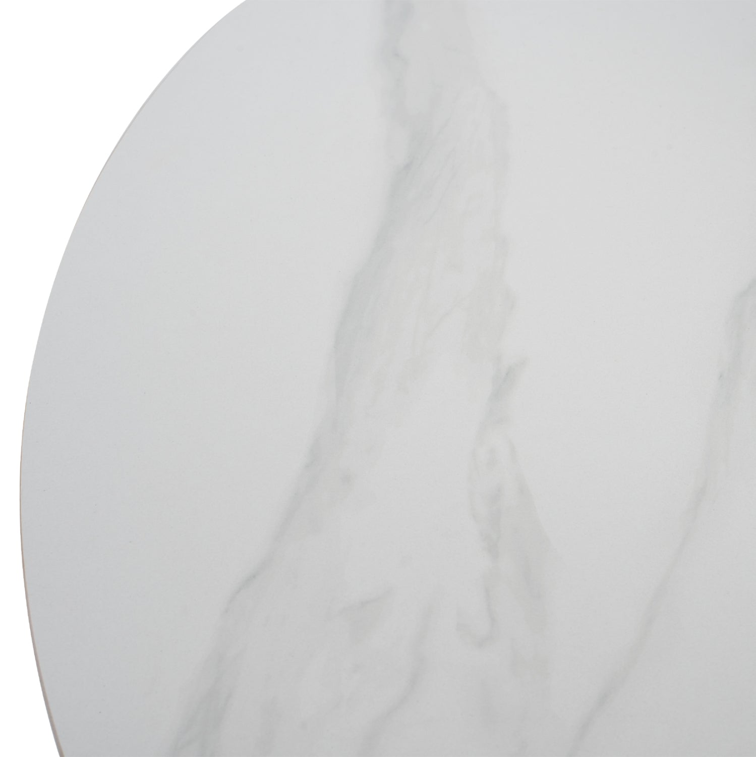 КРЪГЛА ТРАПЕЗНА МАСА SYNTEC СИНТРОВАН КАМЪК БЕЛИ МЕТАЛНИ КРАКА Φ115x75Y см.