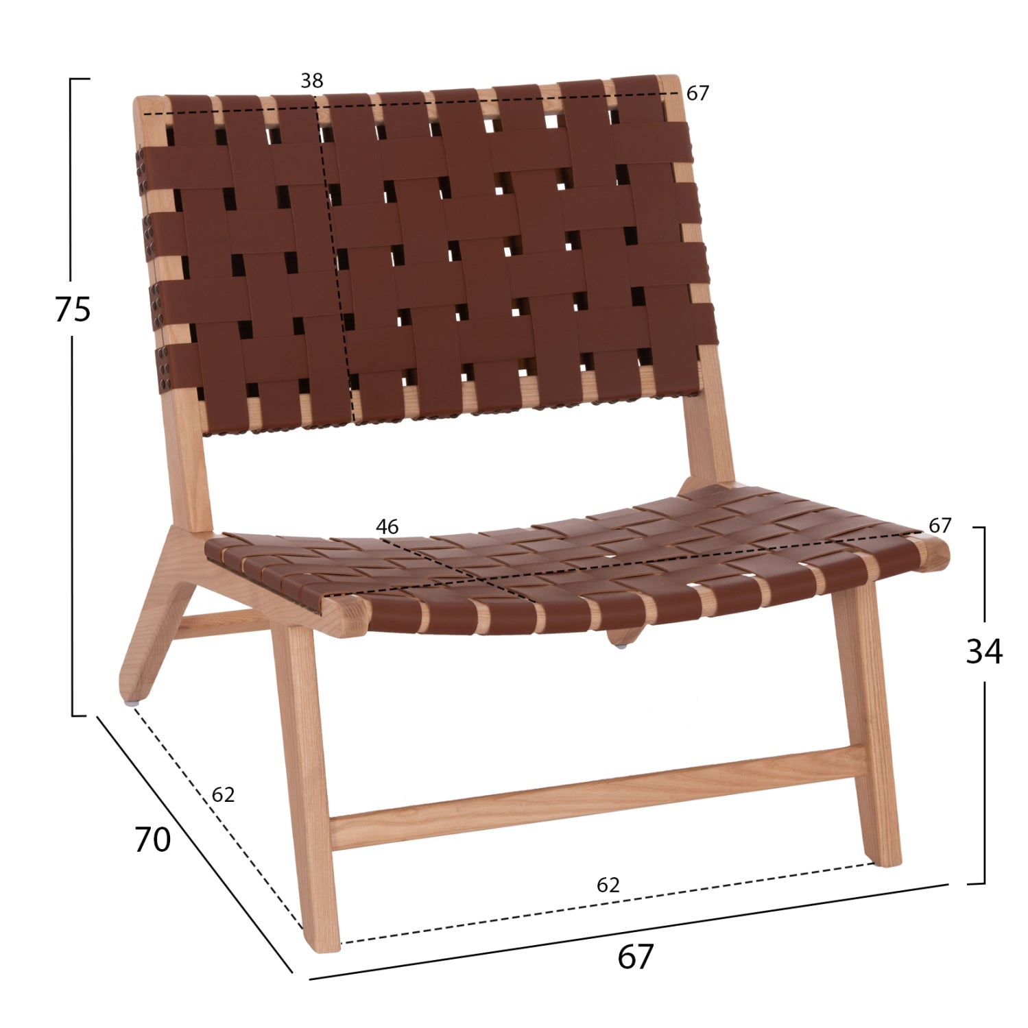 Кресло Фелипе натурал-кафяв 67x70x75