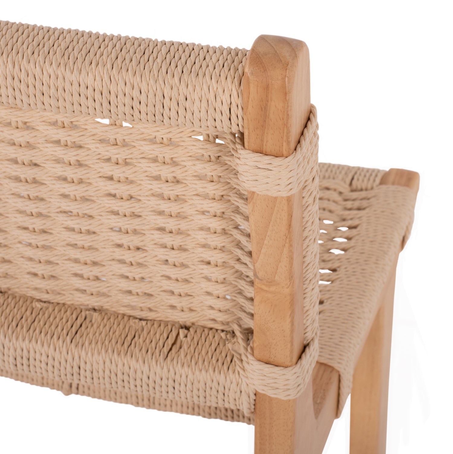 Средно висок стол от каучуково дърво и въжета - естествен цвят 45x46x95см