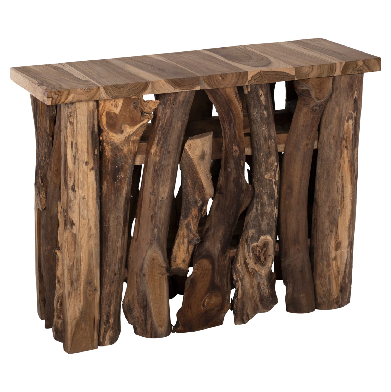 Конзола от масивно естествено тиково дърво 100x35x75см