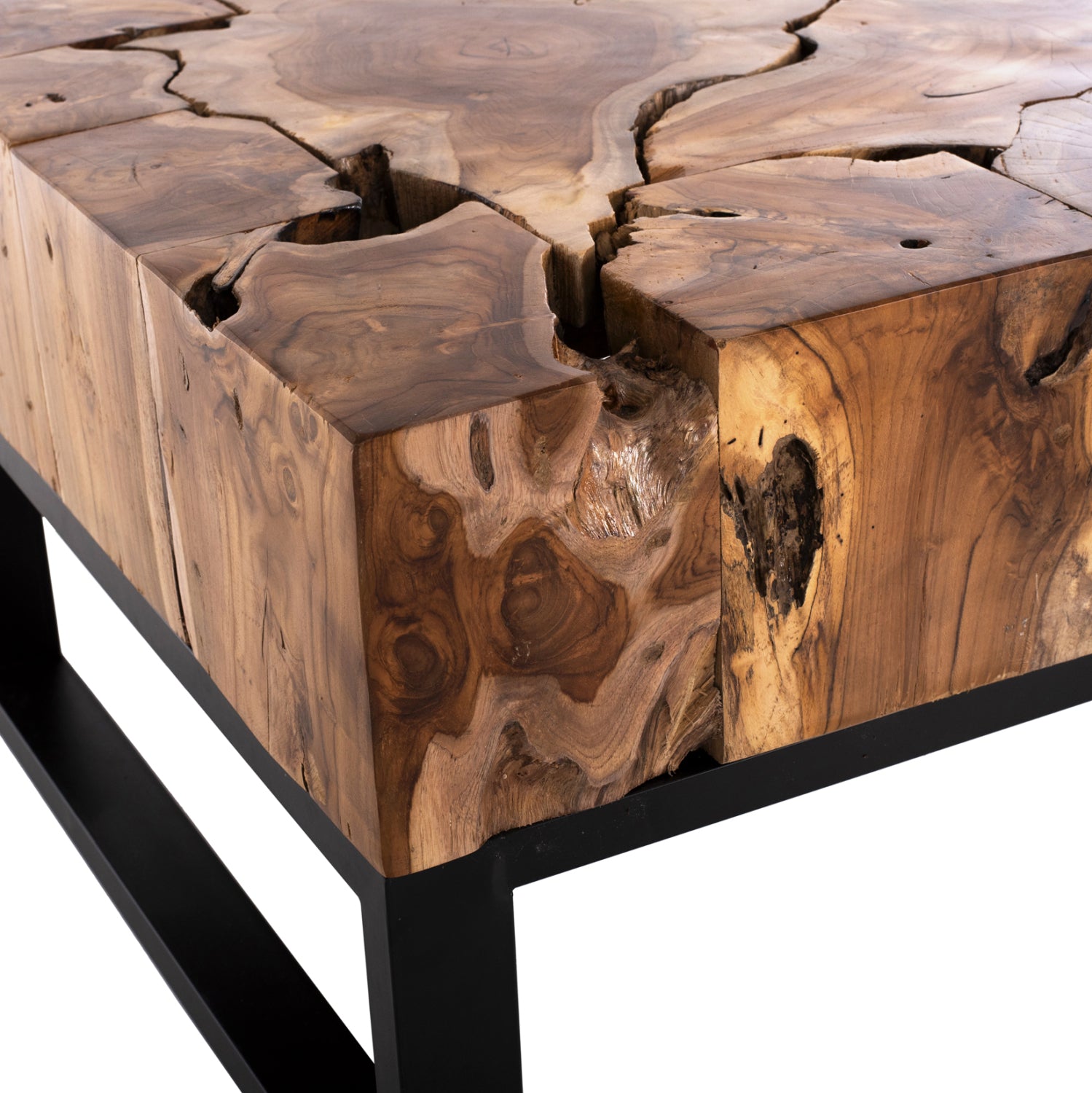 Холна маса PIEN тиково дърво-метал  120X70X48см