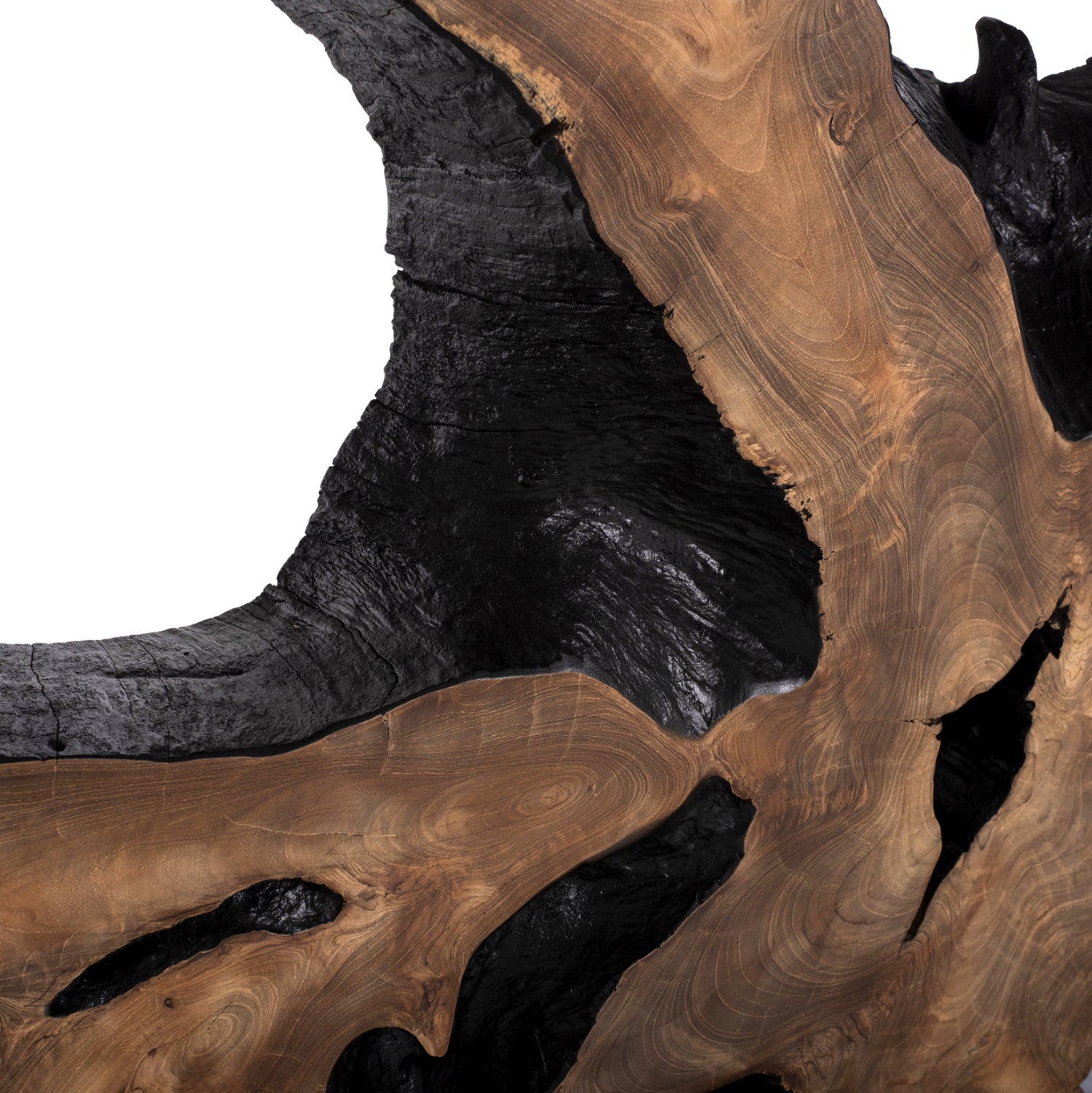 Конзола тиково дърво цвят натурал-черен 150X40X80СМ