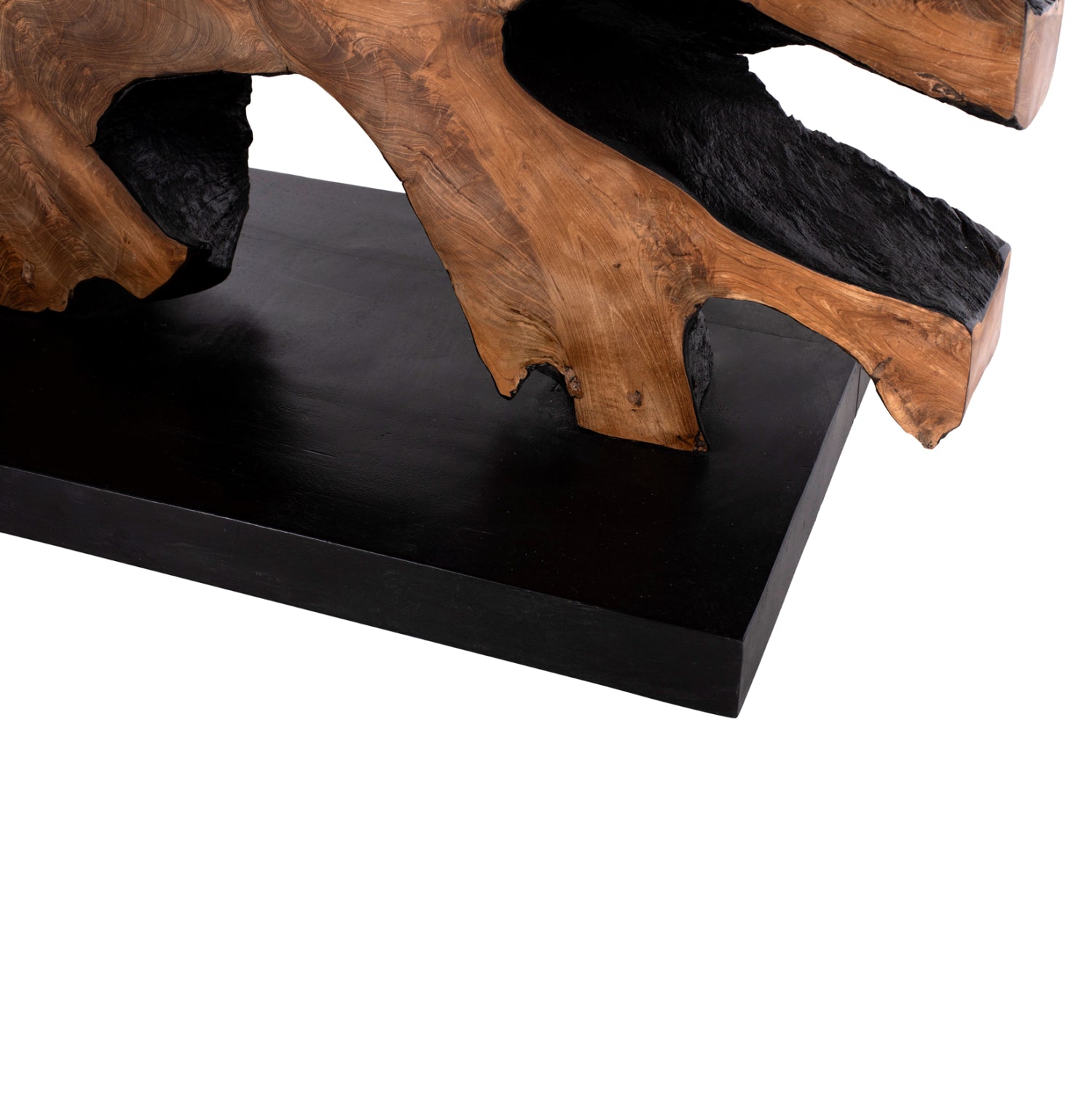 Конзола тиково дърво цвят натурал-черен 150X40X80СМ